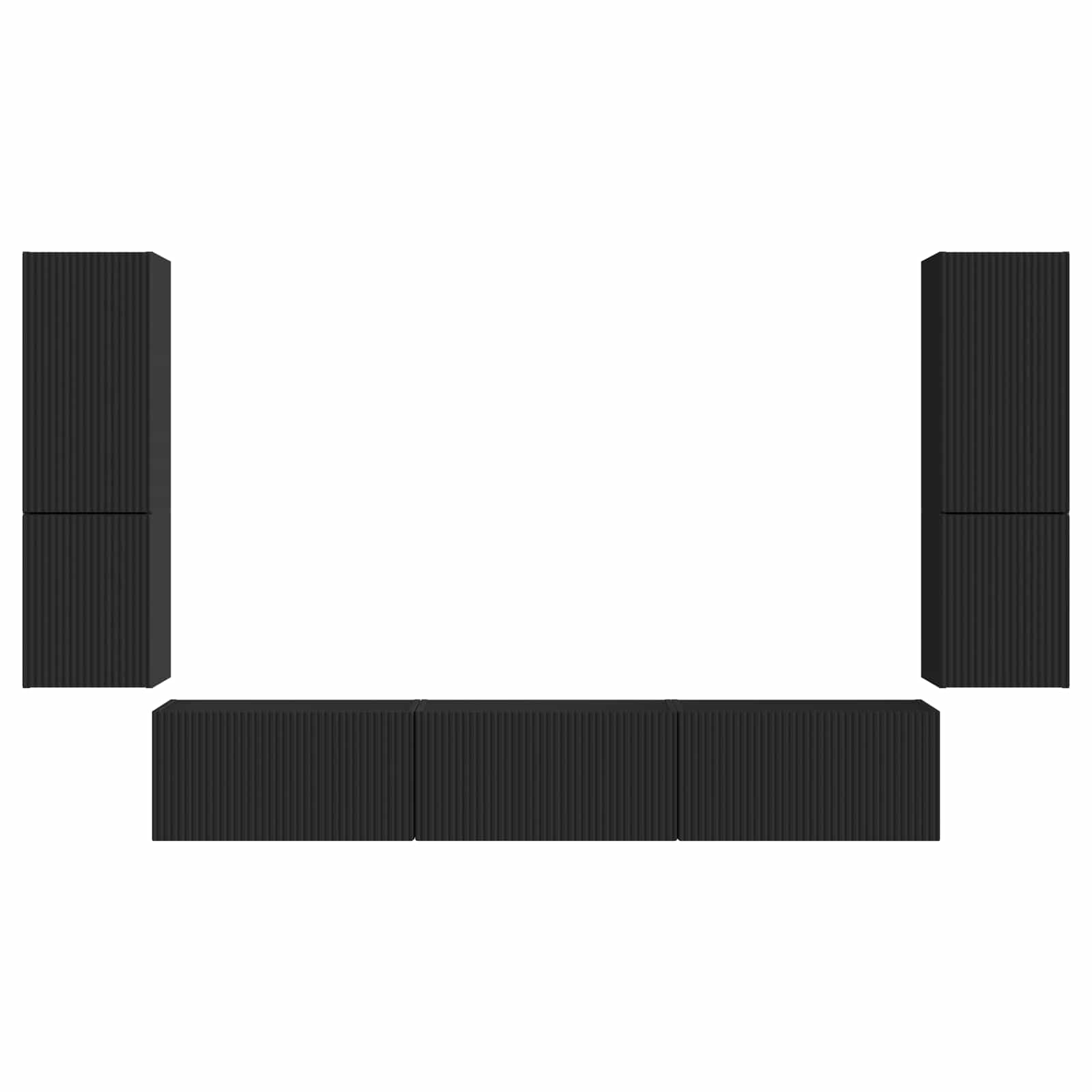 Set TV komoda Zidne 4 pcs Crna Konstruirano drvo