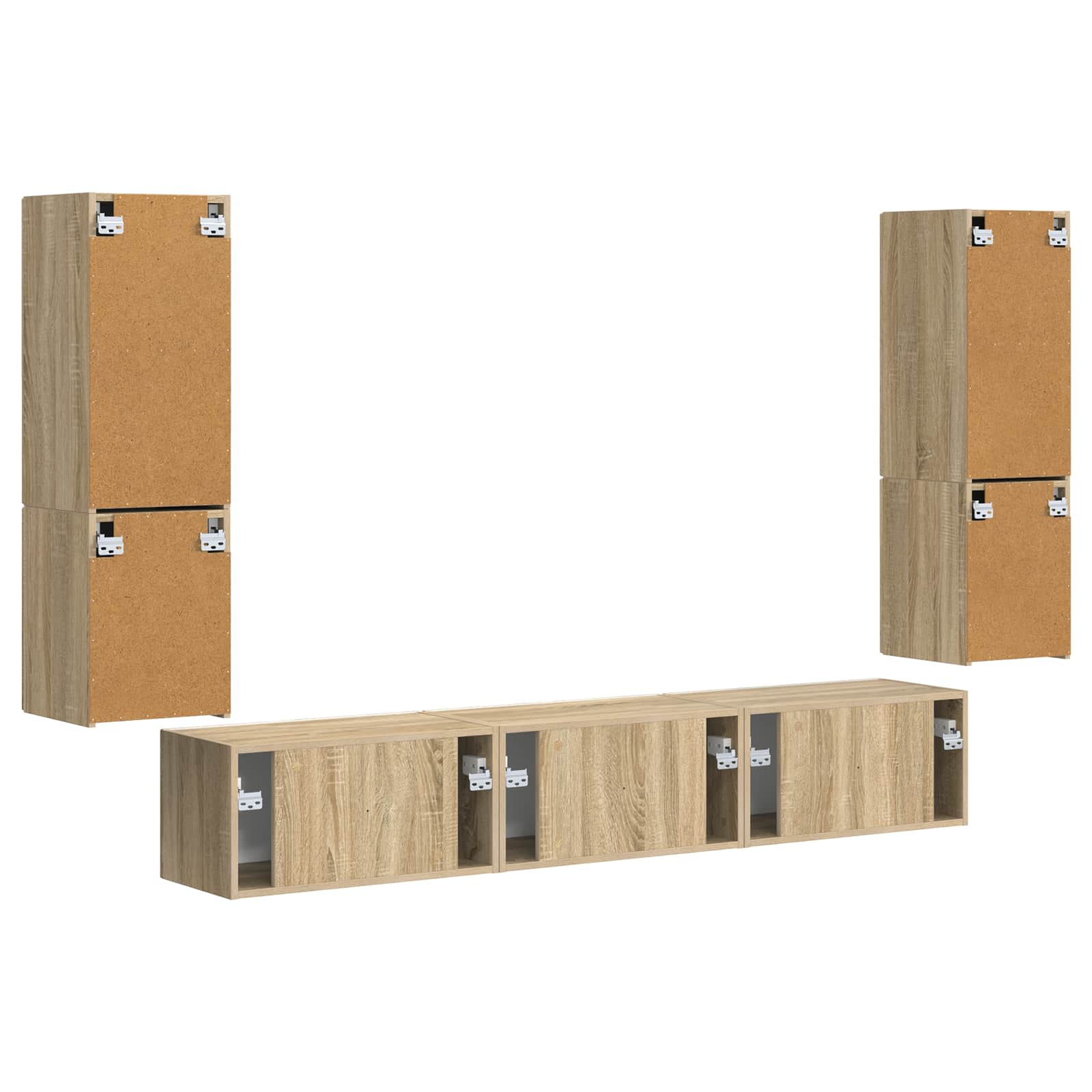 Set TV komoda Zidne 4 pcs Sonoma hrast Konstruirano drvo