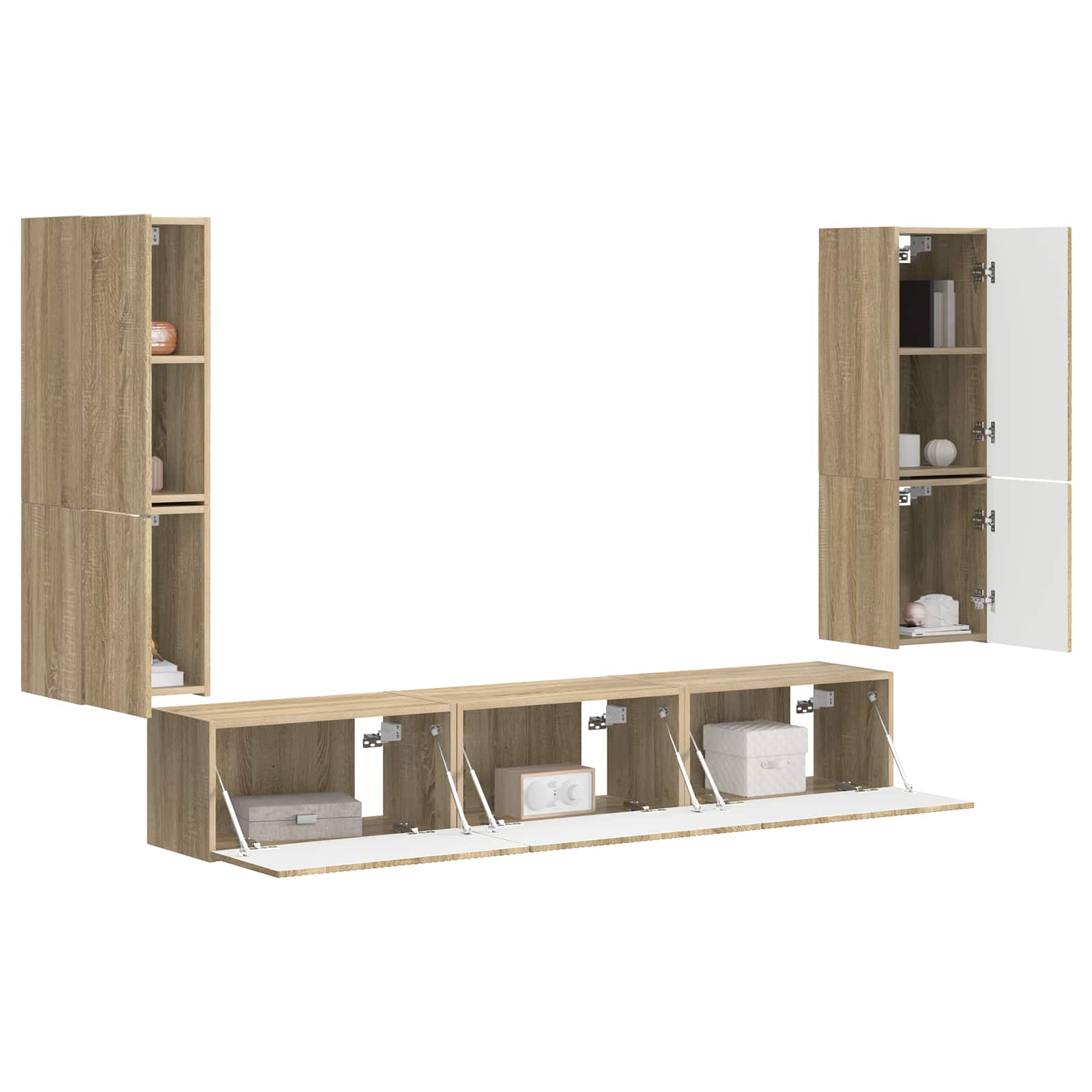 Set TV komoda Zidne 4 pcs Sonoma hrast Konstruirano drvo