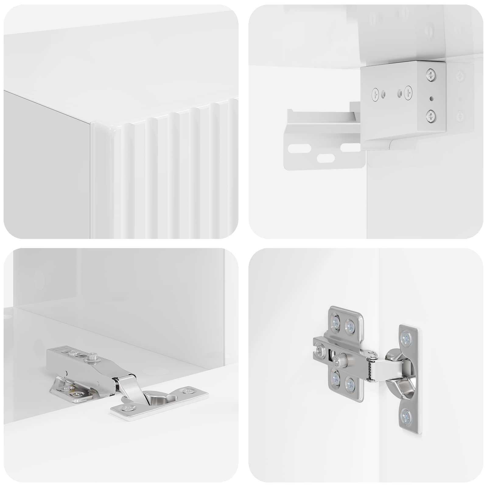 Set TV komoda Zidne 4 pcs Visoki sjaj bijela Konstruirano drvo