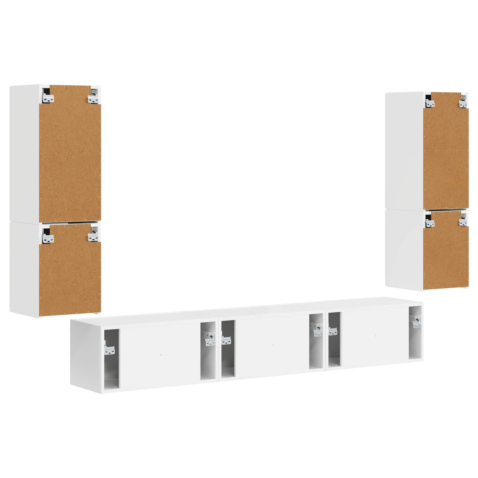 Set TV komoda Zidne 4 pcs Visoki sjaj bijela Konstruirano drvo