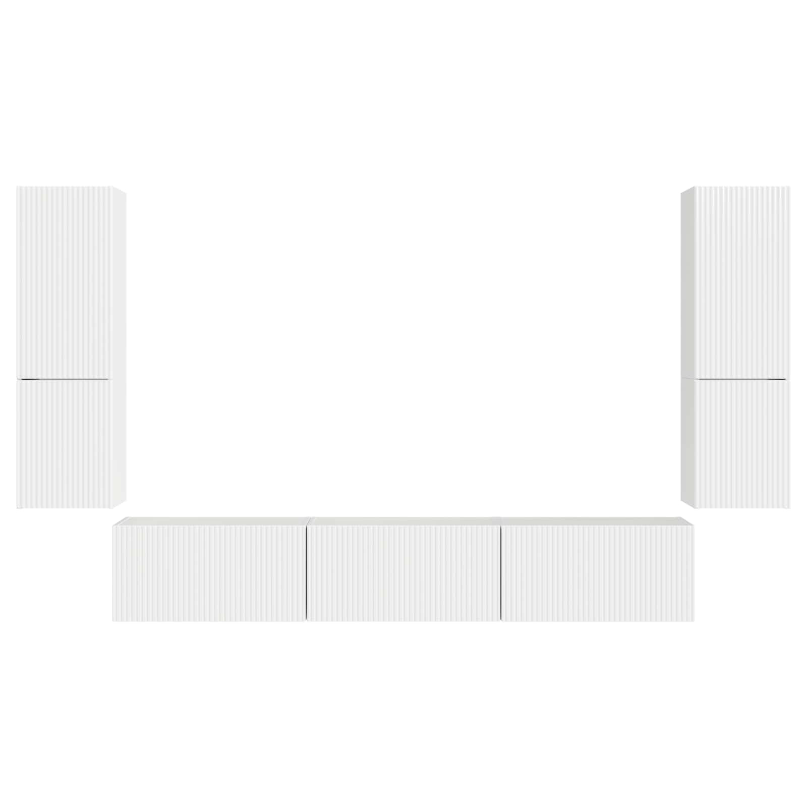 Set TV komoda Zidne 4 pcs Visoki sjaj bijela Konstruirano drvo