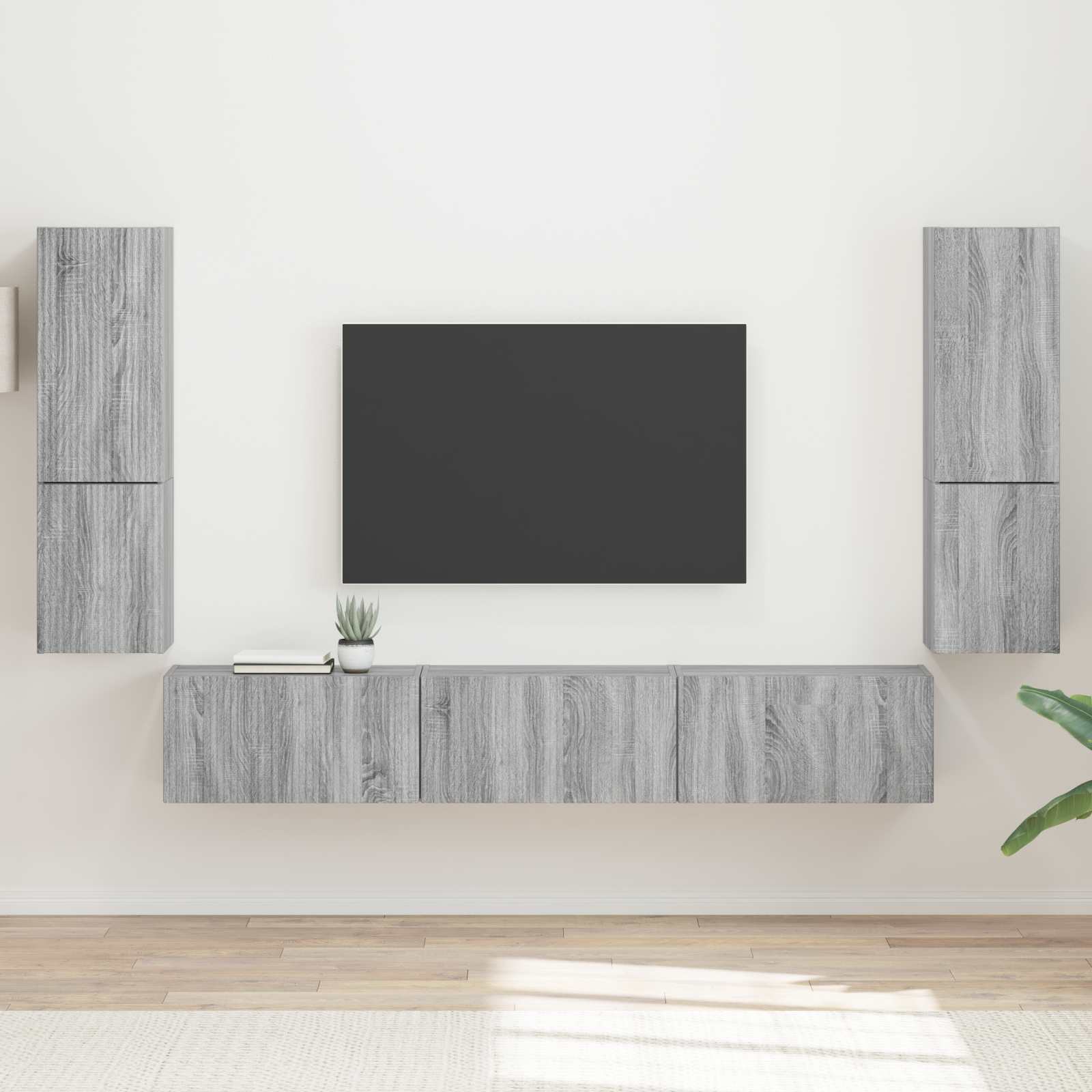Set TV komoda Zidne 4 pcs Siva Sonoma Konstruirano drvo