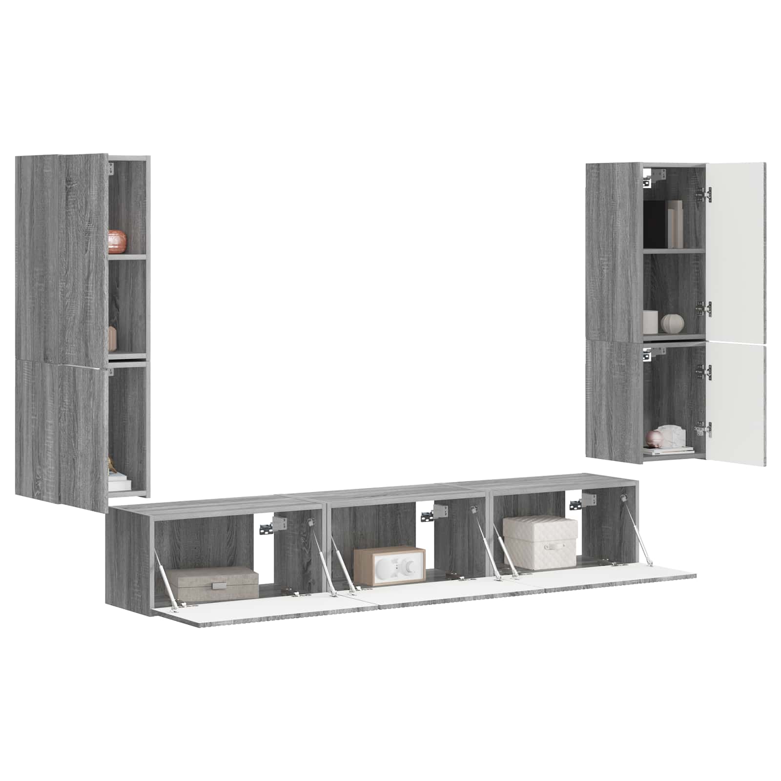 Set TV komoda Zidne 4 pcs Siva Sonoma Konstruirano drvo