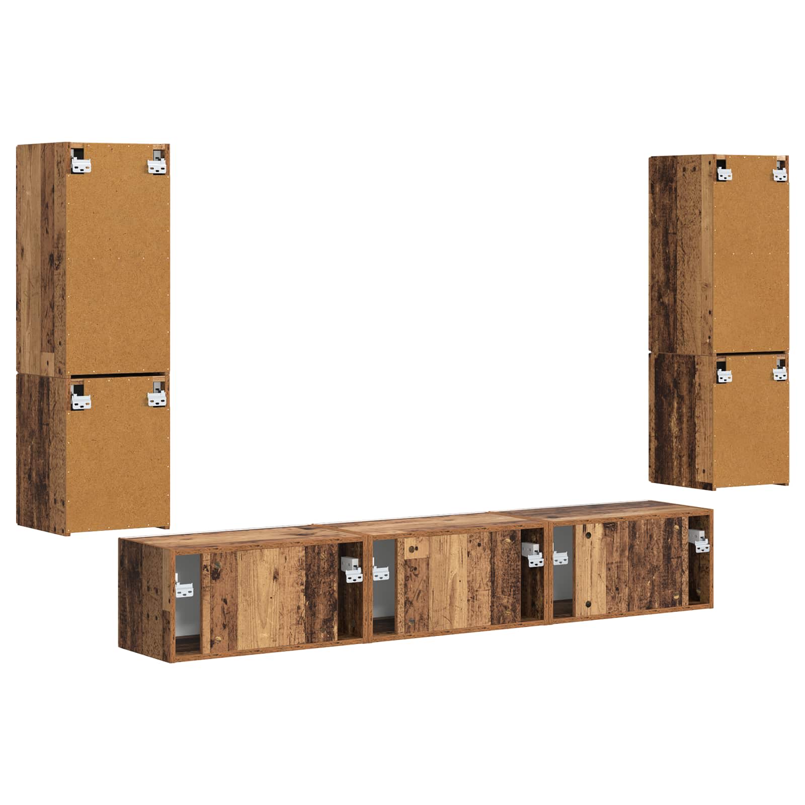 Set TV komoda Zidne 4 pcs Staro drvo Konstruirano drvo