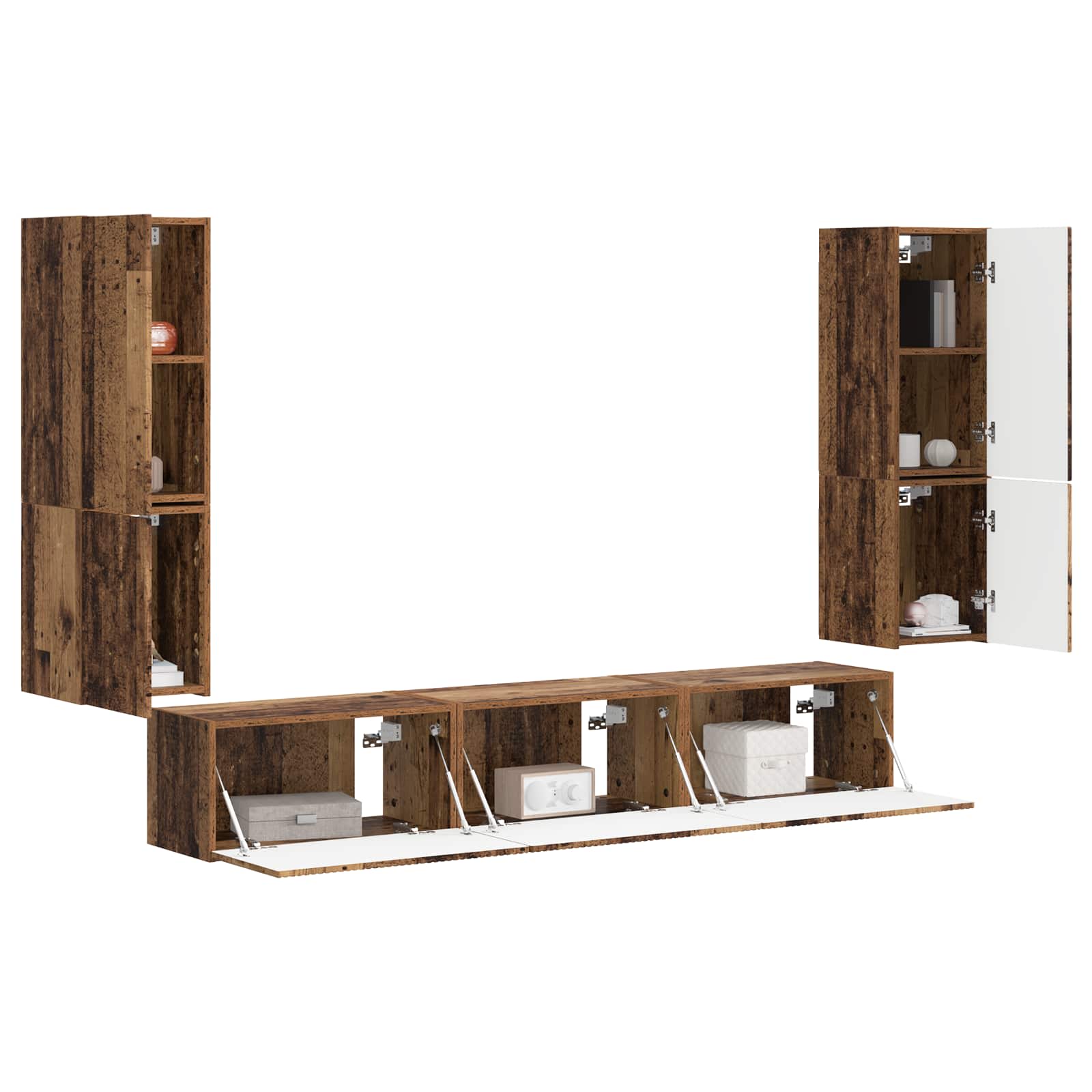 Set TV komoda Zidne 4 pcs Staro drvo Konstruirano drvo
