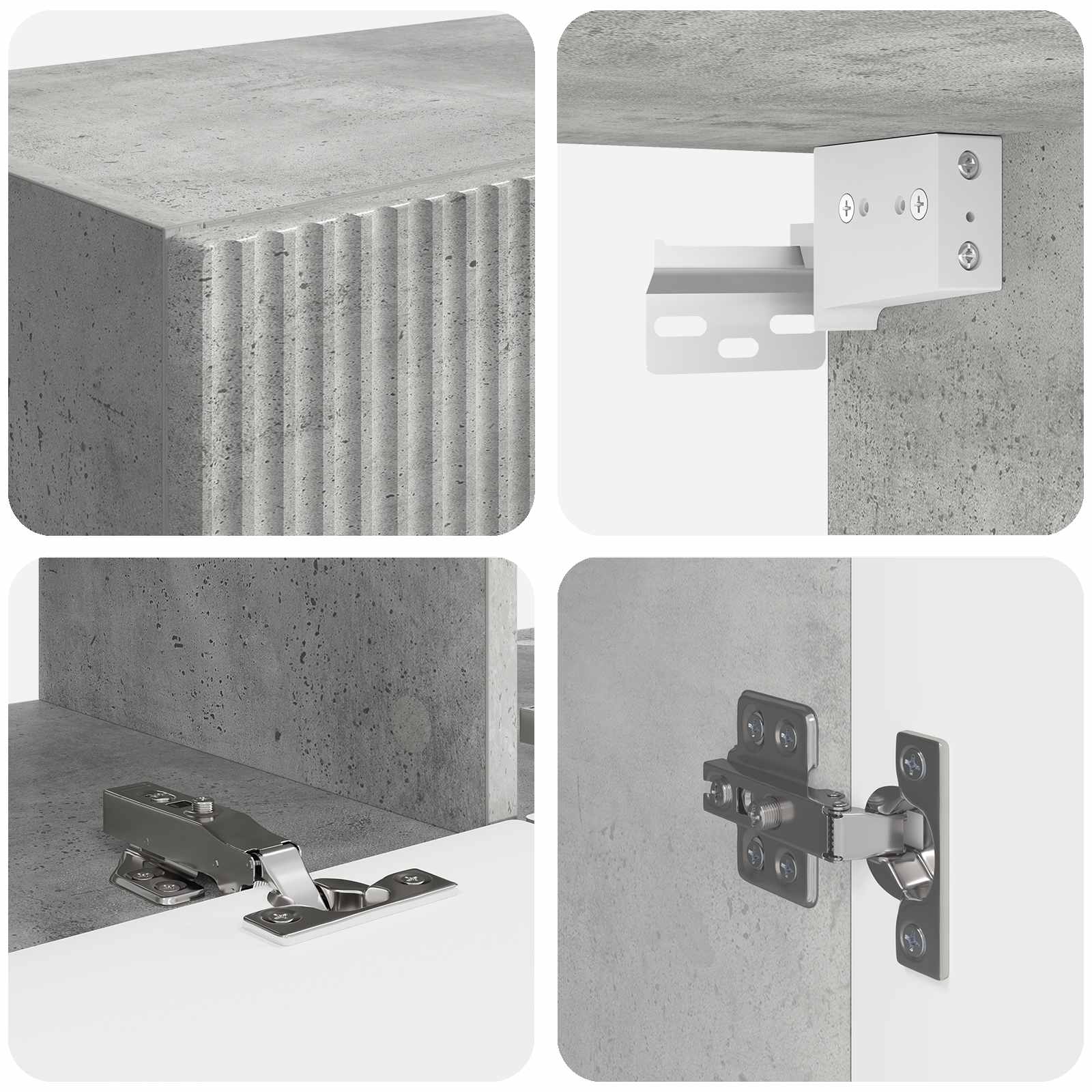 Set TV komoda Zidne 6 pcs Betonski sivi Konstruirano drvo