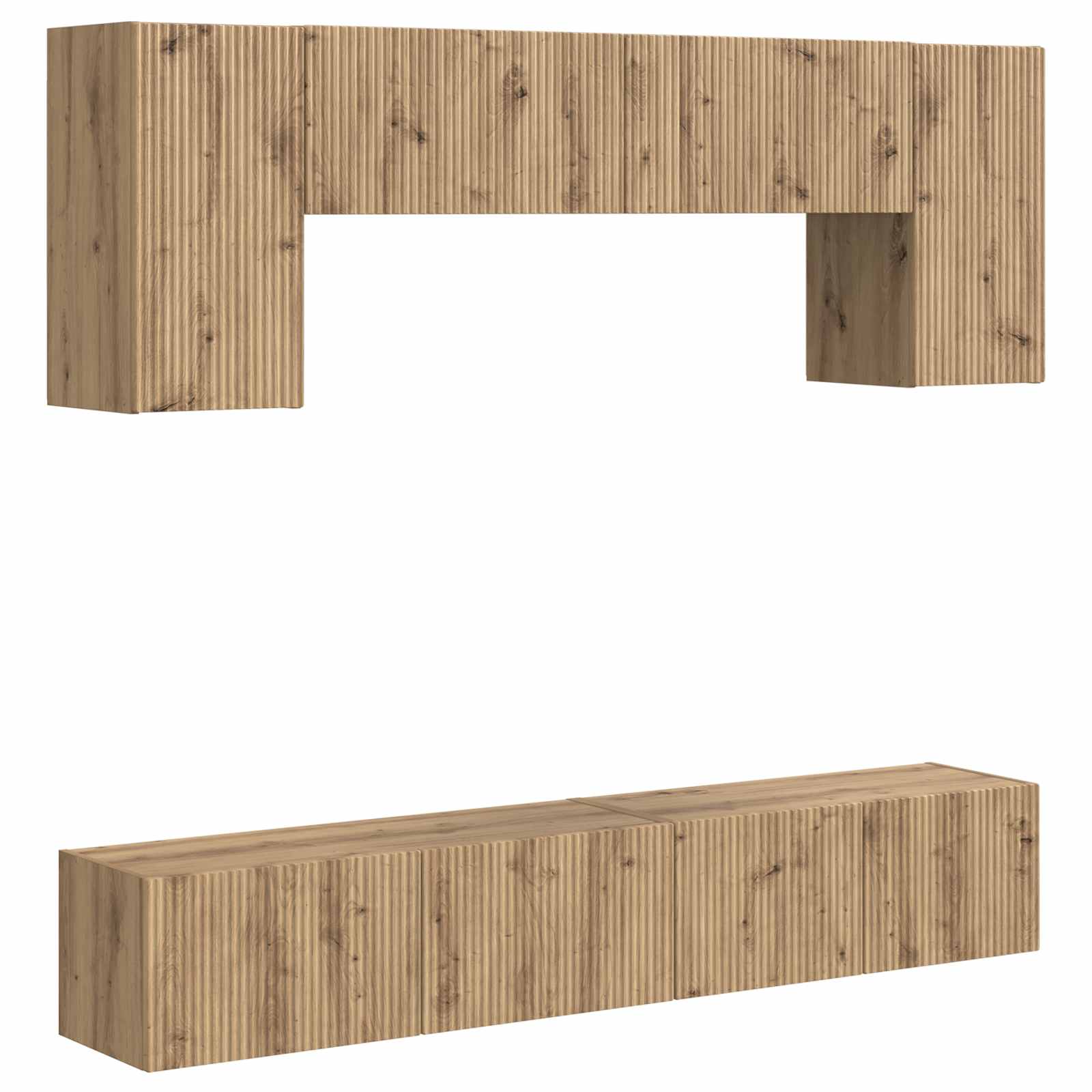 Set TV komoda Zidne 4 pcs Dimljeni hrast Konstruirano drvo