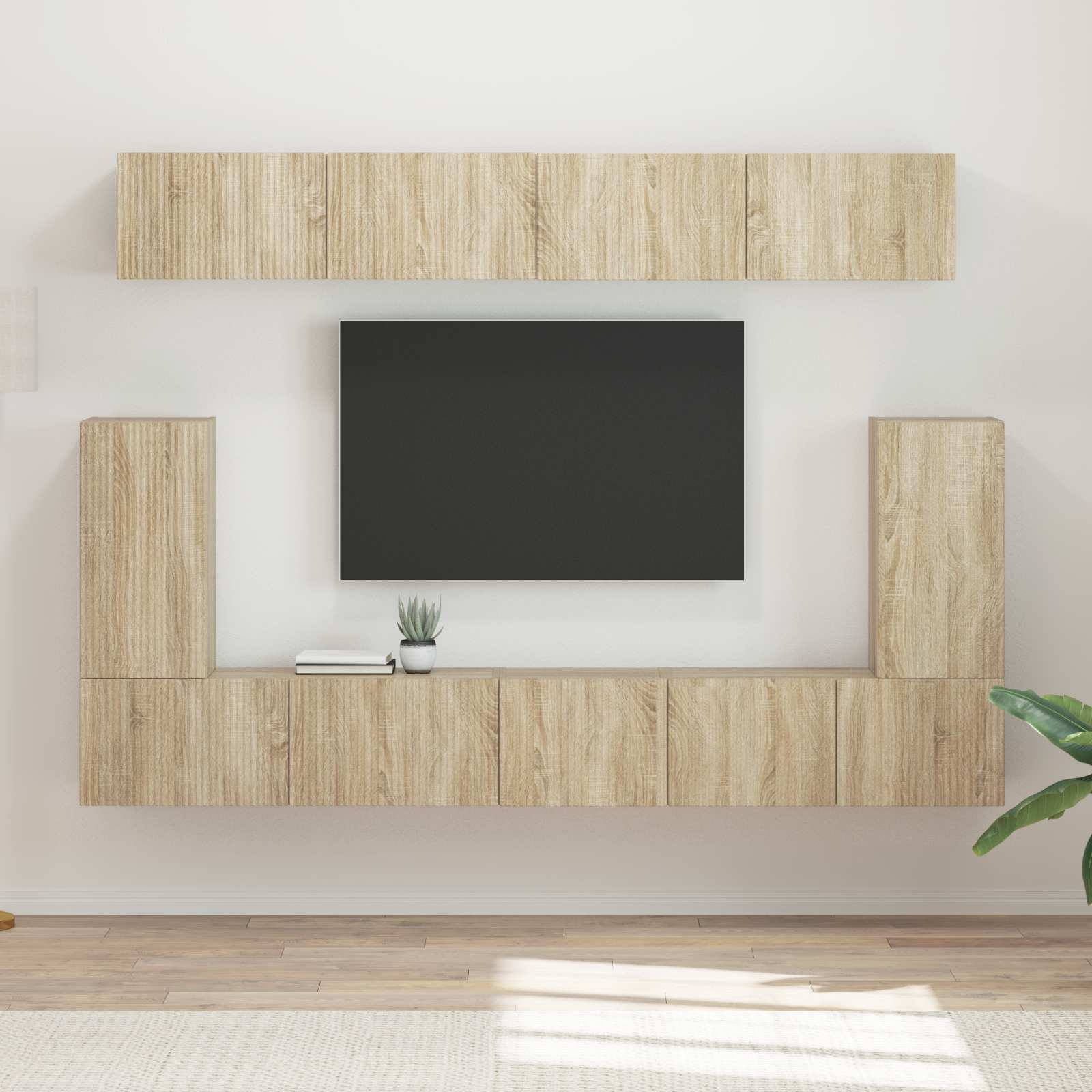 Set TV komoda Zidne 5 pcs Sonoma hrast Konstruirano drvo