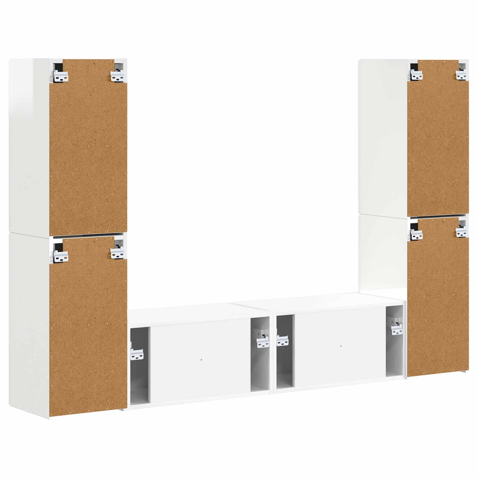 Set TV komoda 6 pcs Visoki sjaj bijela Konstruirano drvo