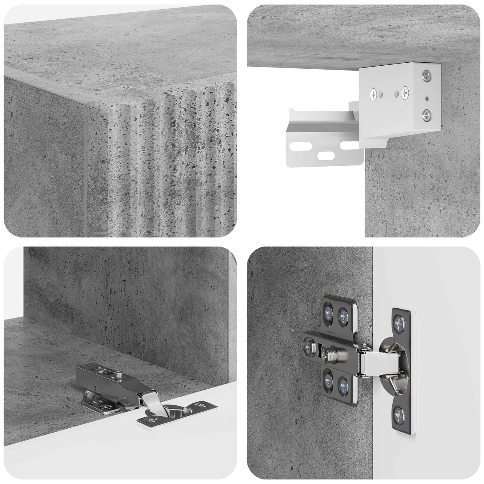 Set TV komoda 4 pcs Betonski sivi Konstruirano drvo