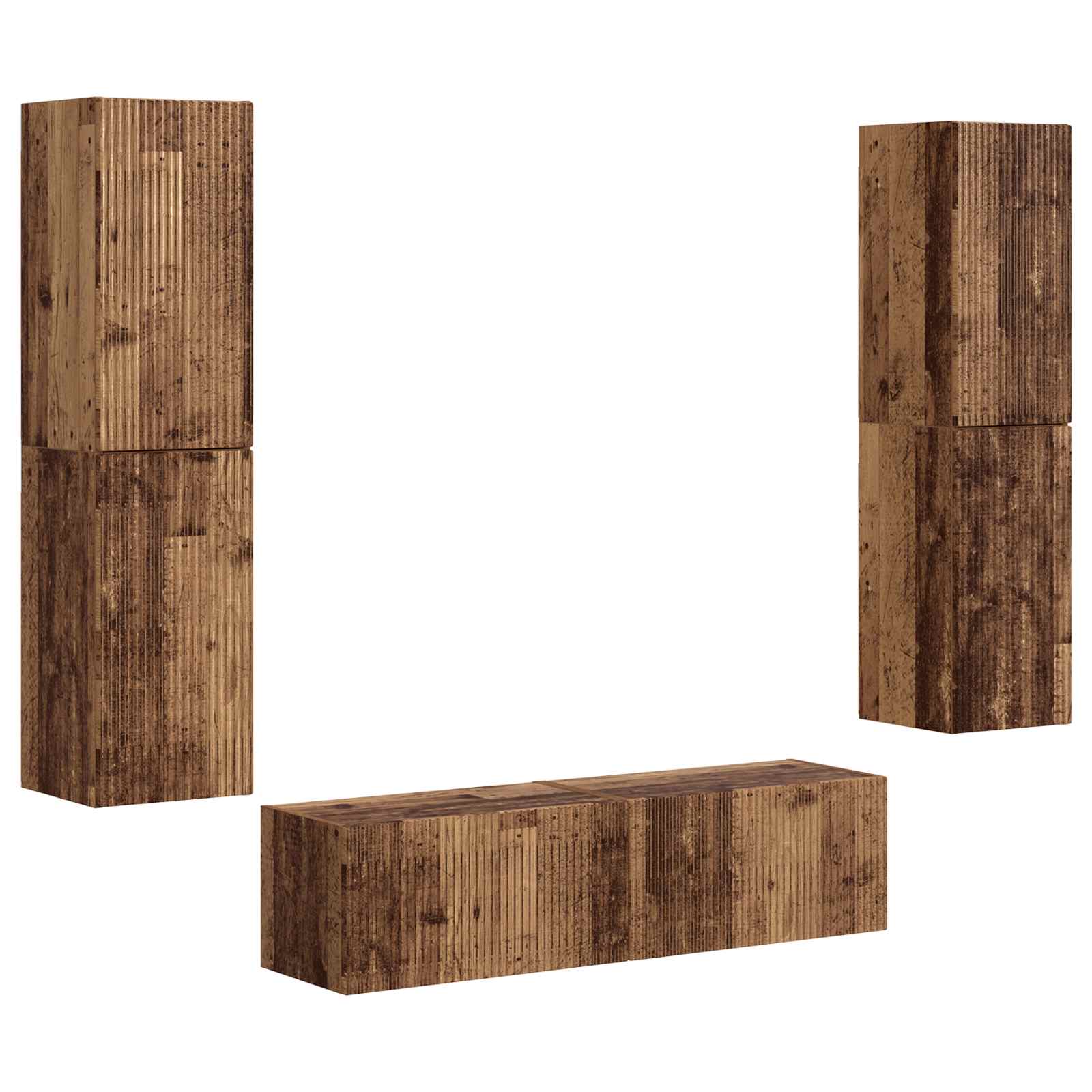 Set TV komoda 6 pcs Staro drvo Konstruirano drvo