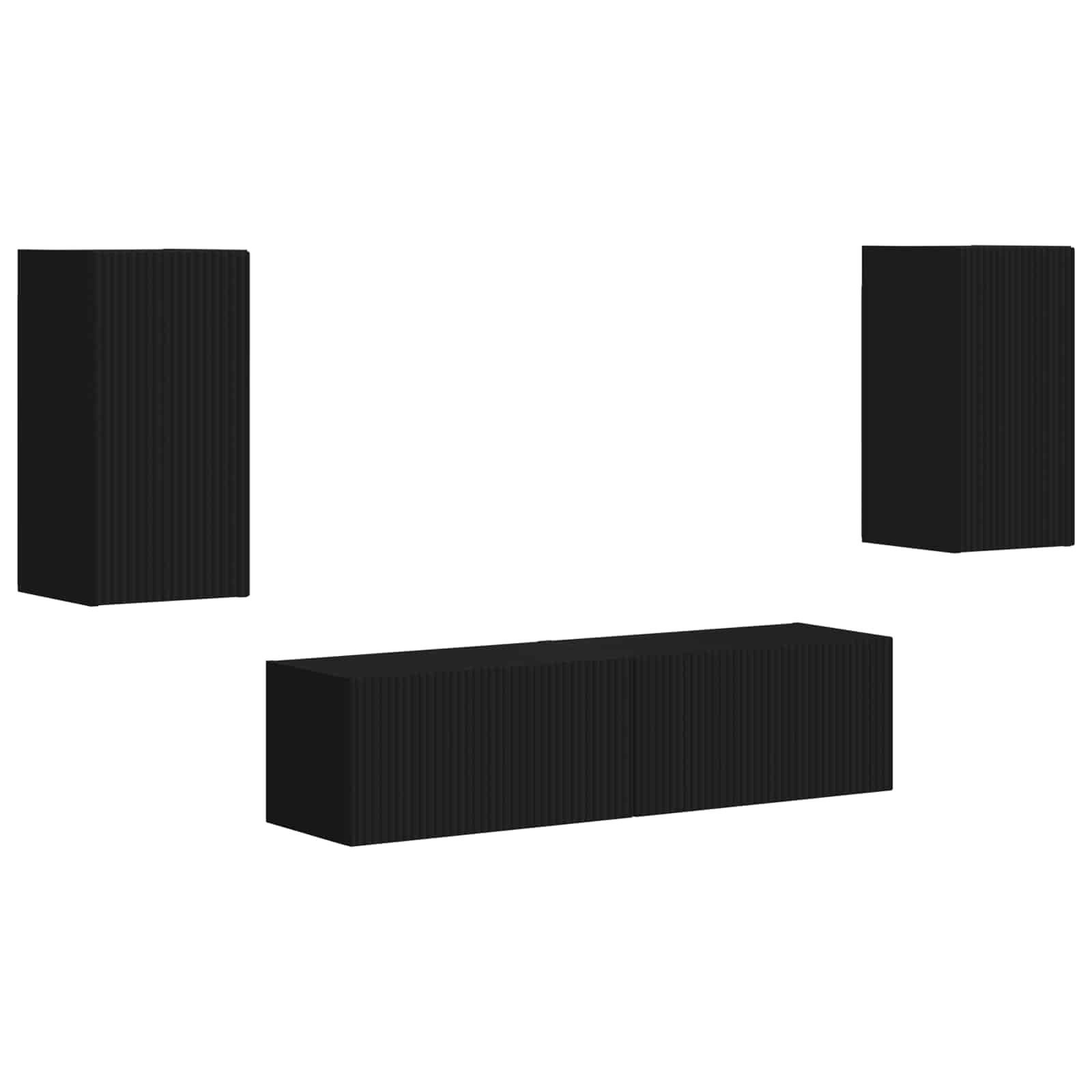 Set TV komoda 4 pcs Crna Konstruirano drvo