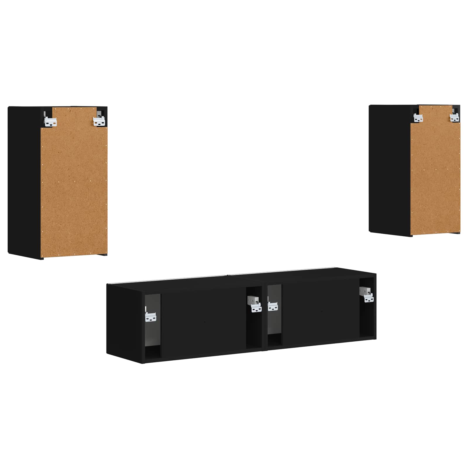 Set TV komoda 4 pcs Crna Konstruirano drvo