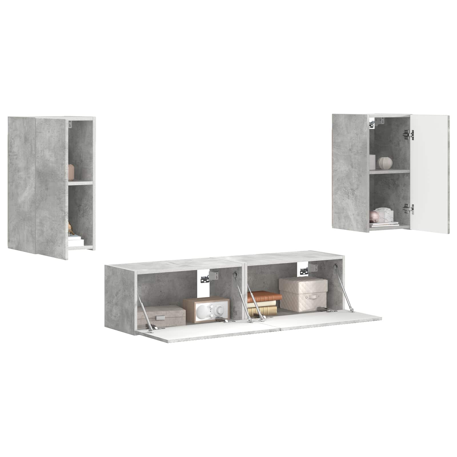 Set TV komoda 4 pcs Betonski sivi Konstruirano drvo