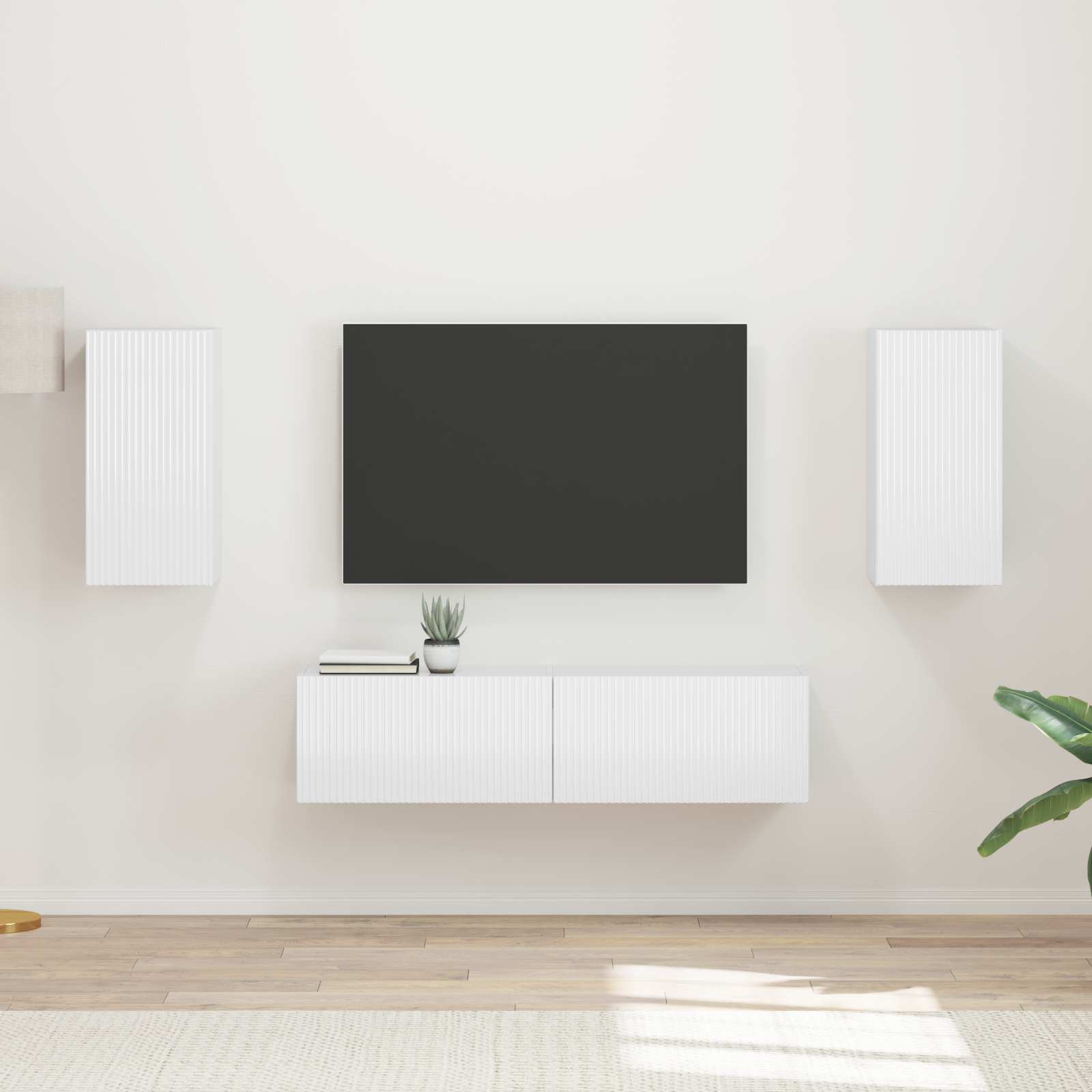 Set TV komoda 4 pcs Visoki sjaj bijela Konstruirano drvo