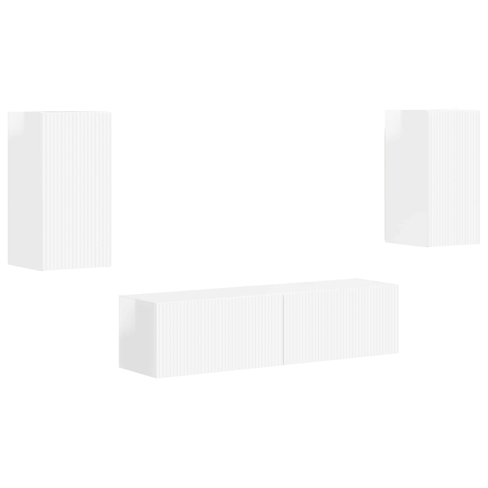 Set TV komoda 4 pcs Visoki sjaj bijela Konstruirano drvo
