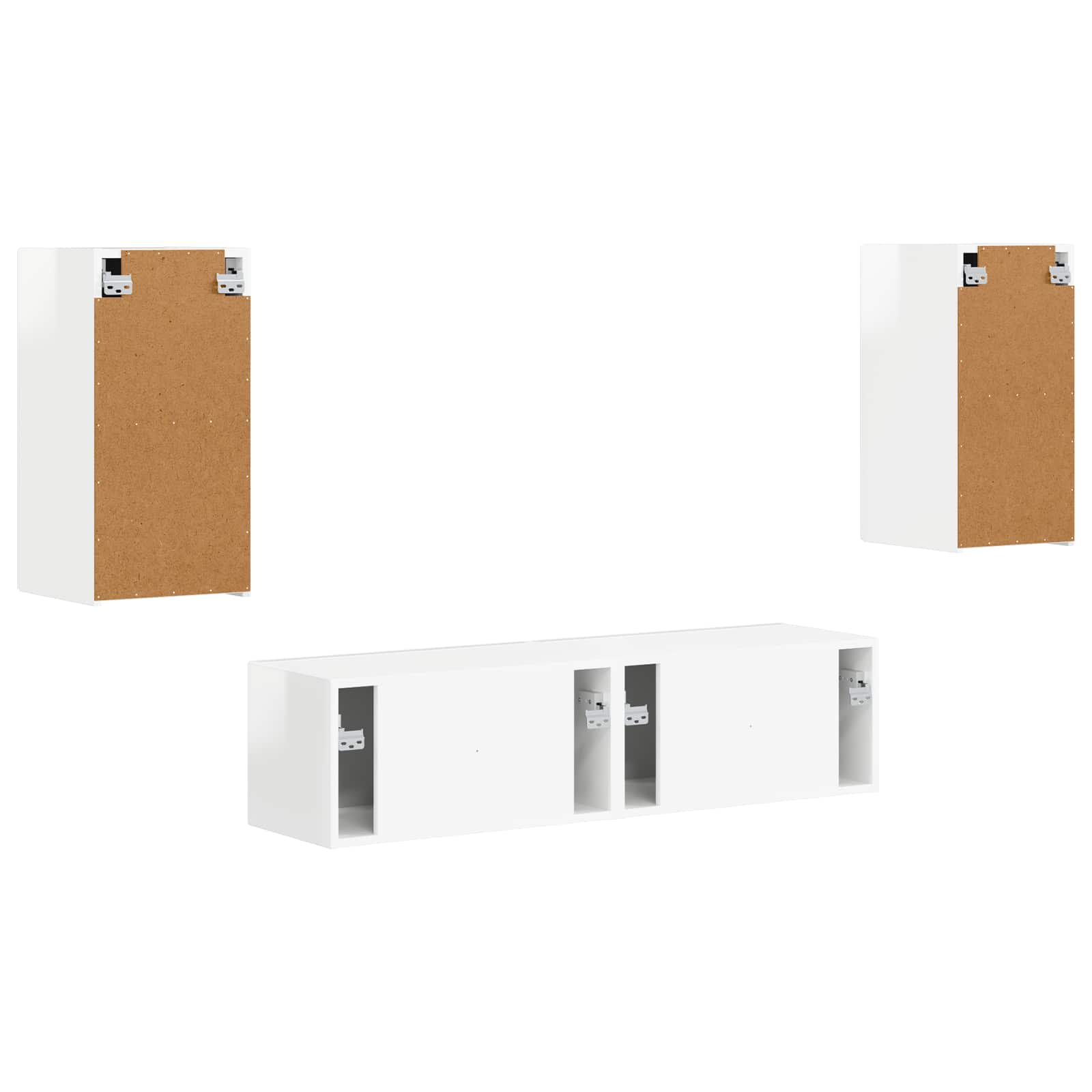 Set TV komoda 4 pcs Visoki sjaj bijela Konstruirano drvo