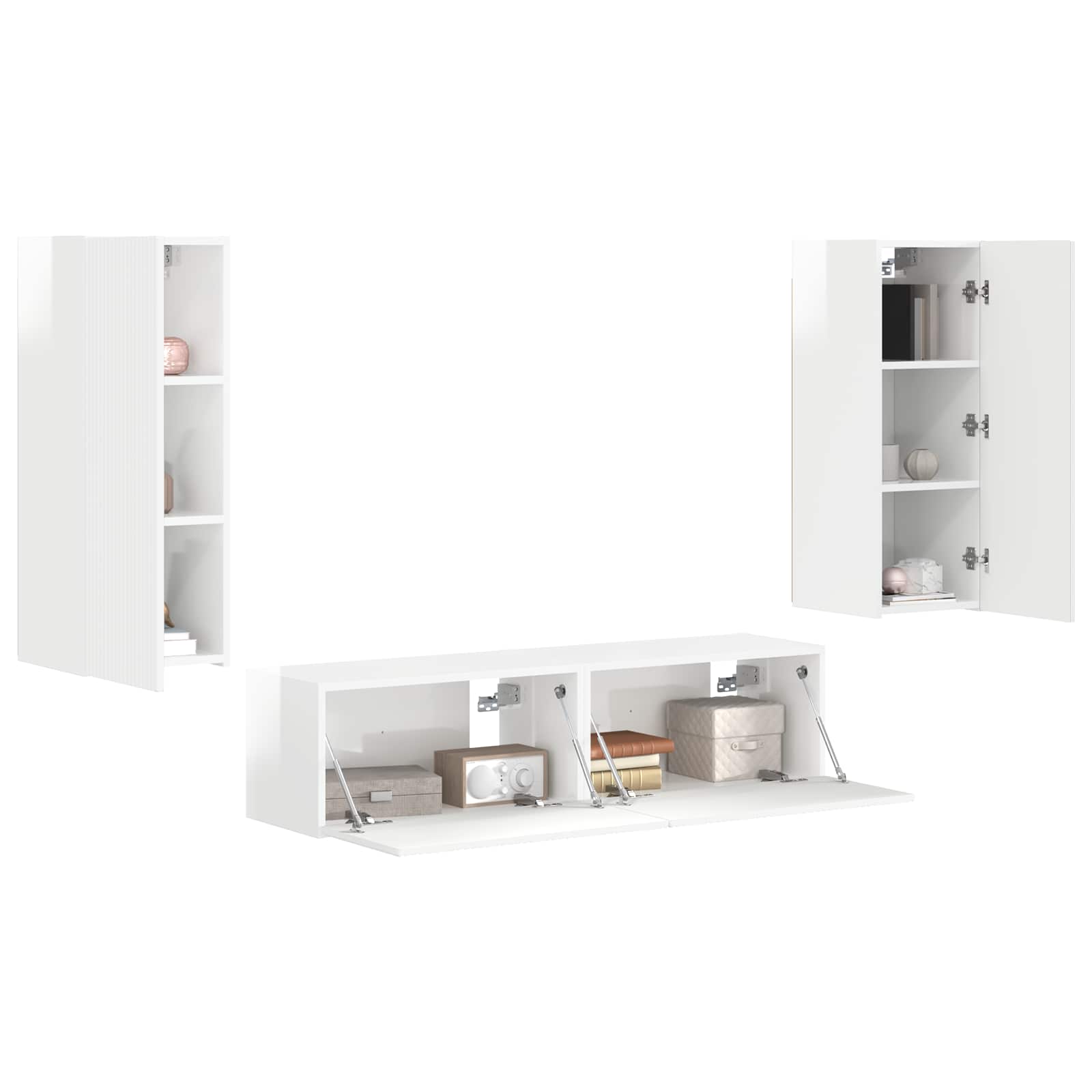 Set TV komoda 4 pcs Visoki sjaj bijela Konstruirano drvo
