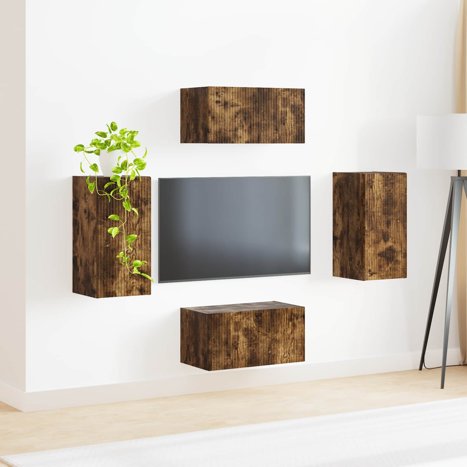 Set TV komoda 4 pcs Dimljeni hrast Konstruirano drvo