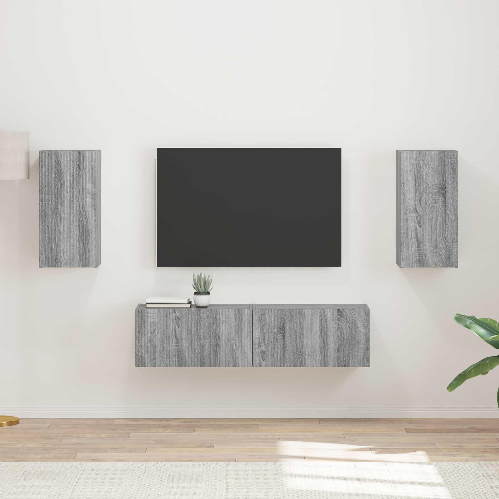 Set TV komoda 4 pcs Siva Sonoma Konstruirano drvo