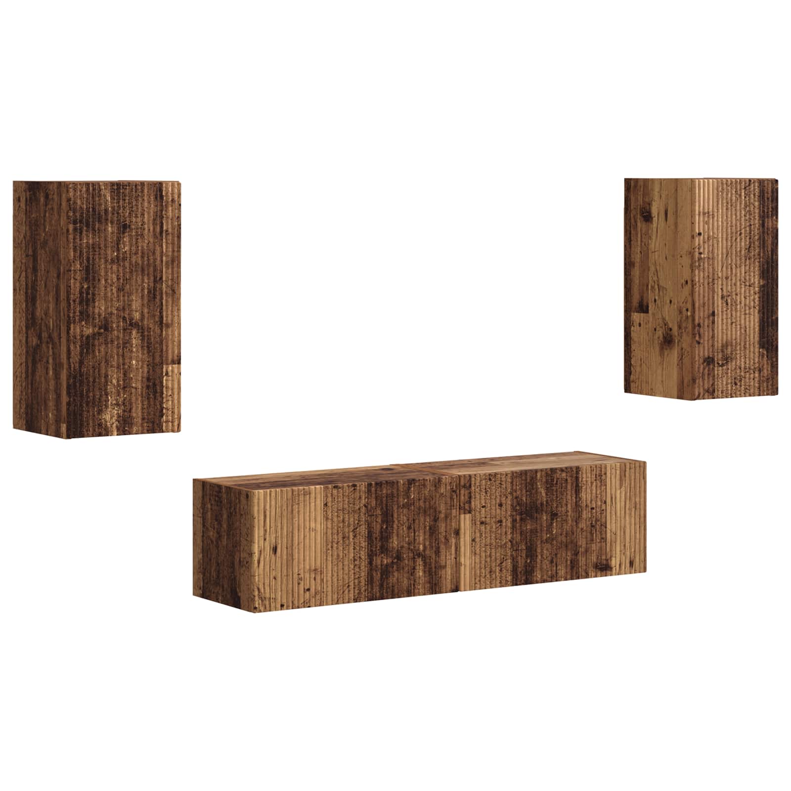 Set TV komoda 4 pcs Staro drvo Konstruirano drvo