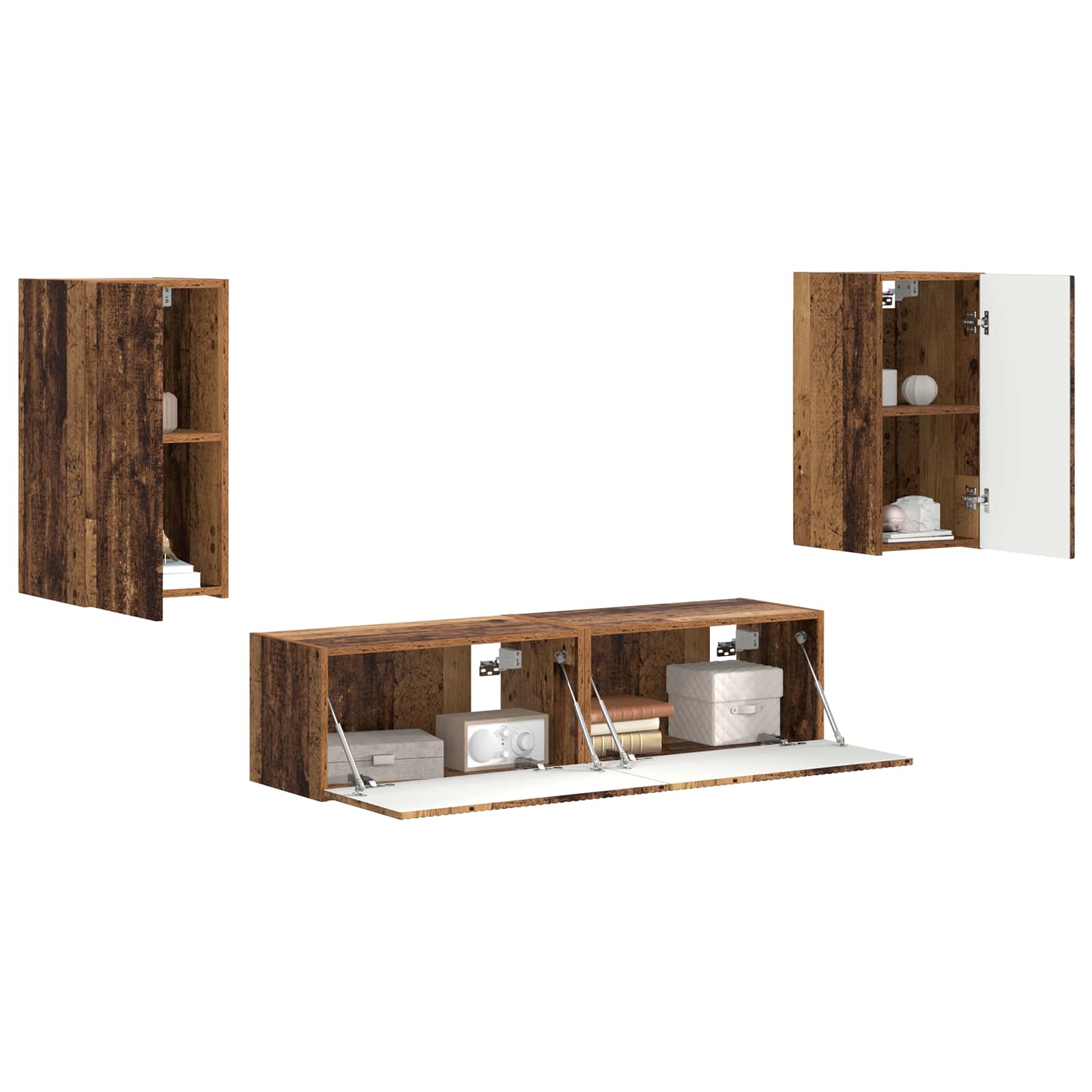 Set TV komoda 4 pcs Staro drvo Konstruirano drvo