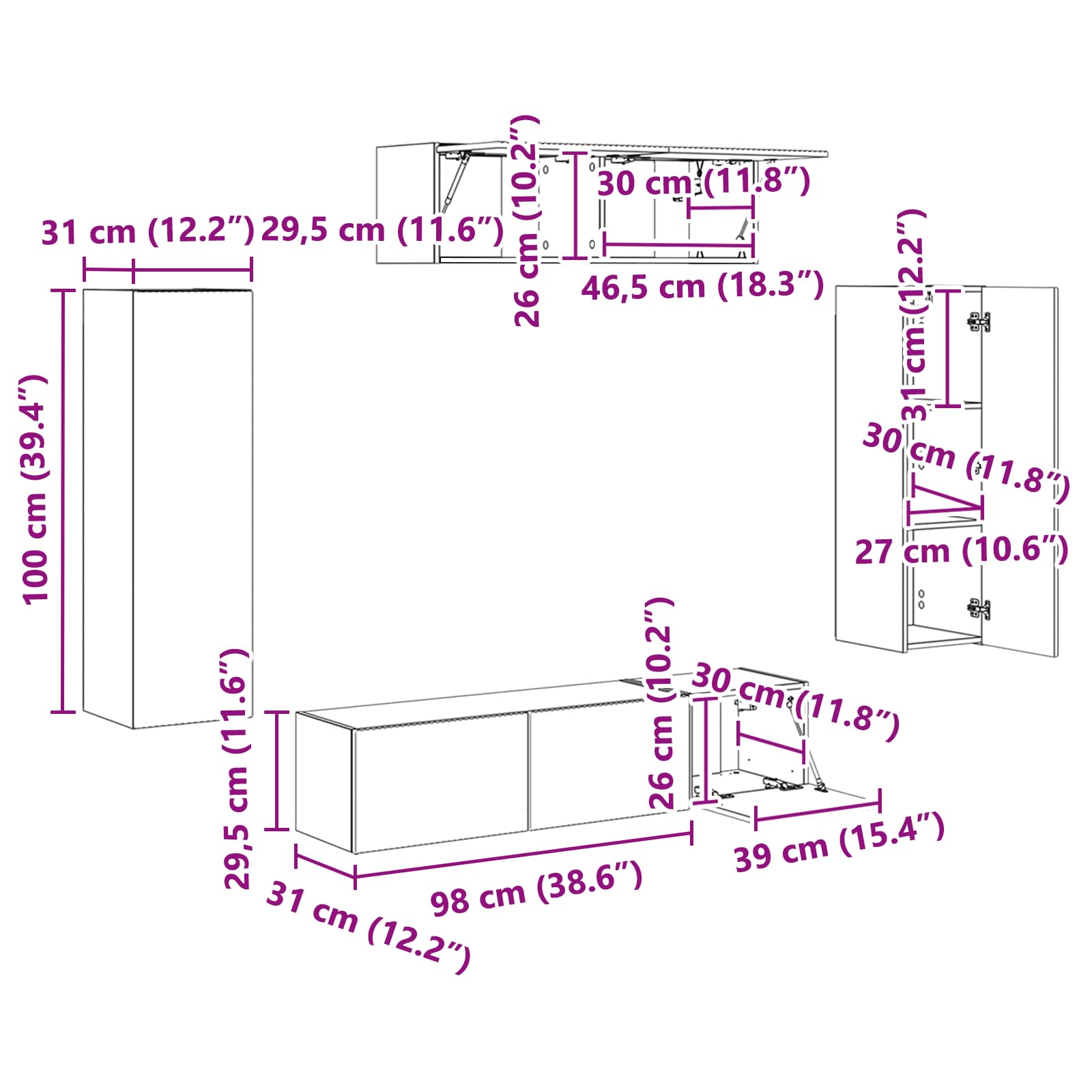 TV ormar 5 pcs Staro drvo