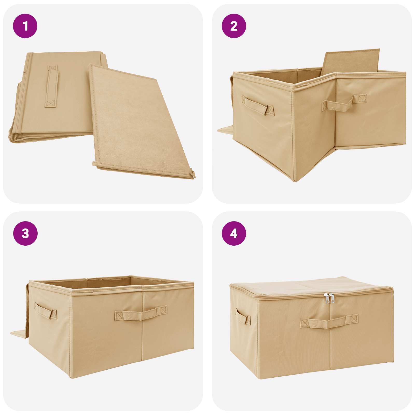 Kutija za spremanje 24 pcs Krem 50 x 30 x 25 cm Netkana tkanina