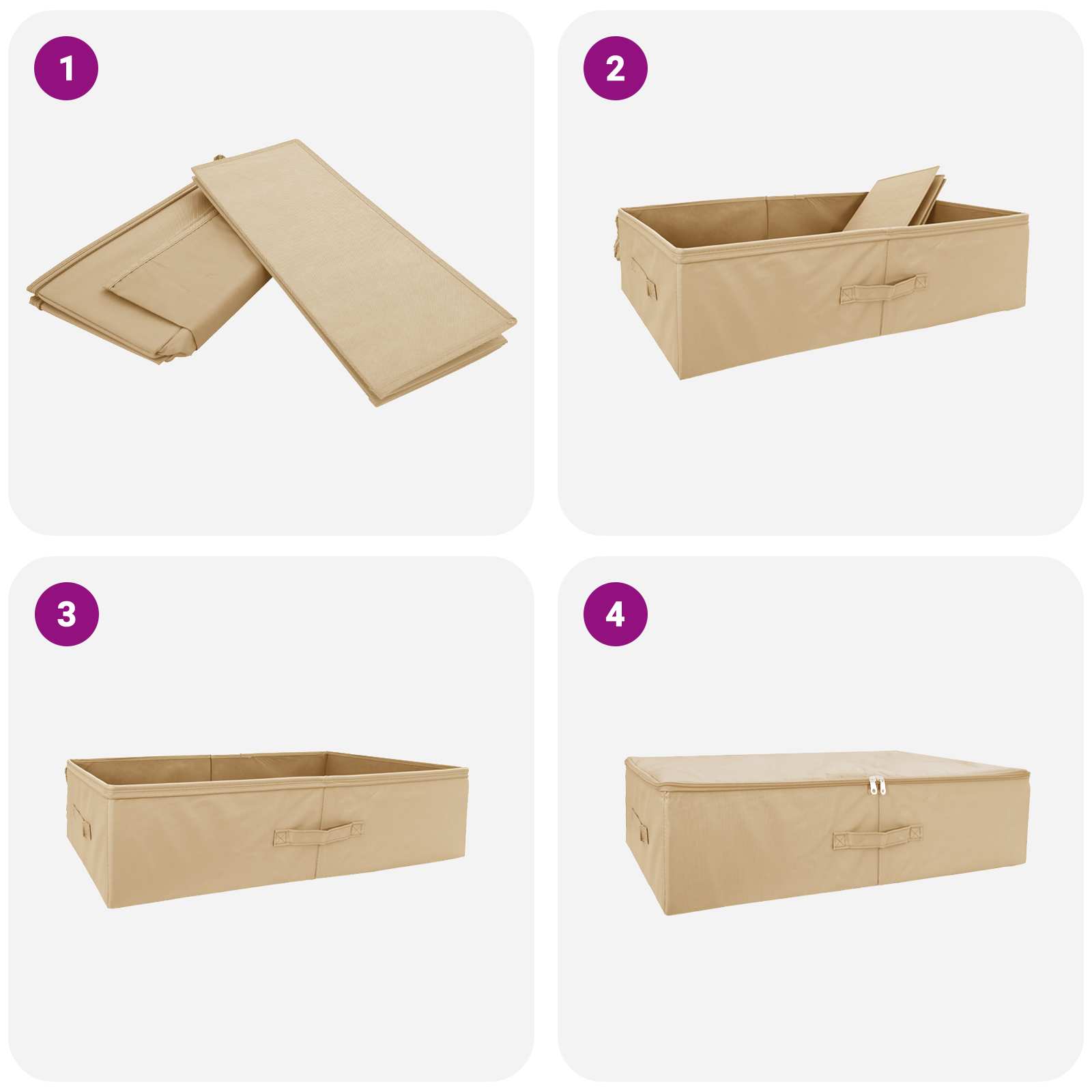 Kutija za spremanje 24 pcs Krem 70 x 40 x 18 cm Netkana tkanina