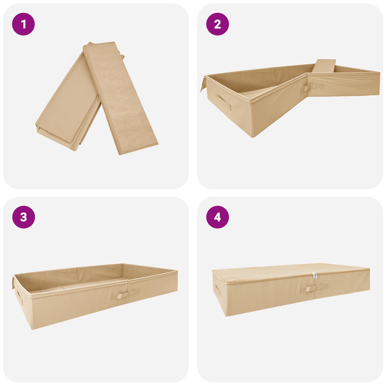 Kutija za spremanje 6 pcs Krem 90 x 48 x 15 cm Netkana tkanina
