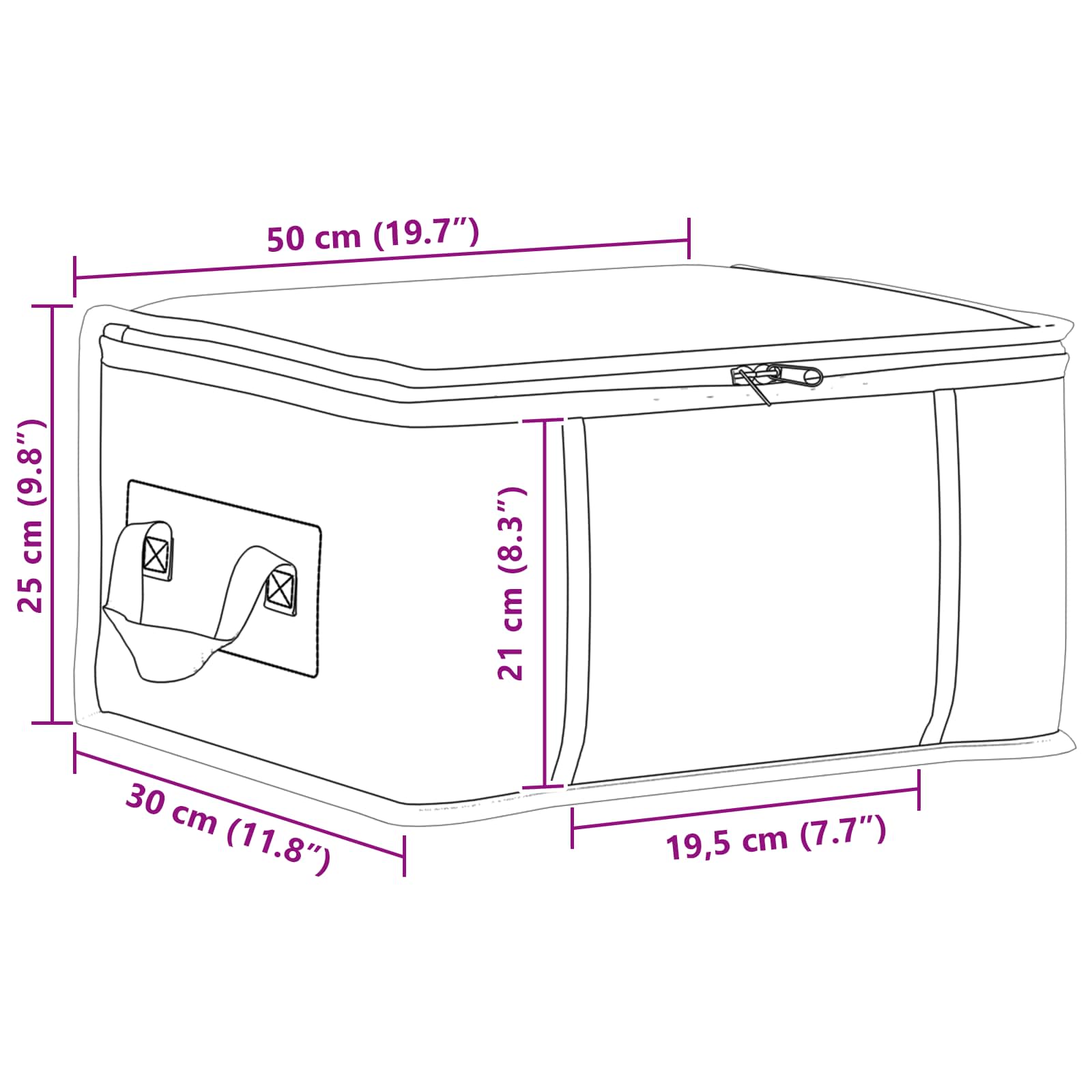 Kutija za pohranu s prozirnim bočnim oknom Siva 50 x 30 x 25 cm