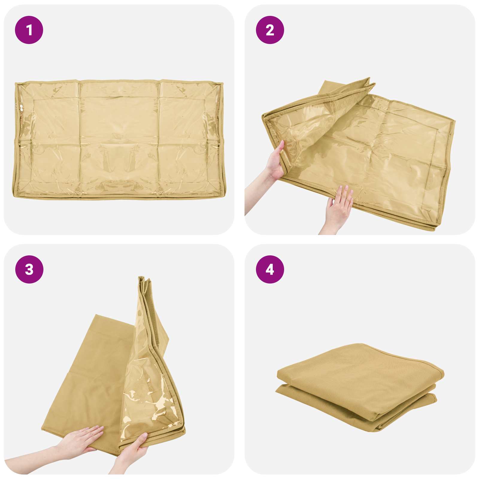Kutija za pohranu s prozirnim prozorom na vrhu 2 pcs Krem