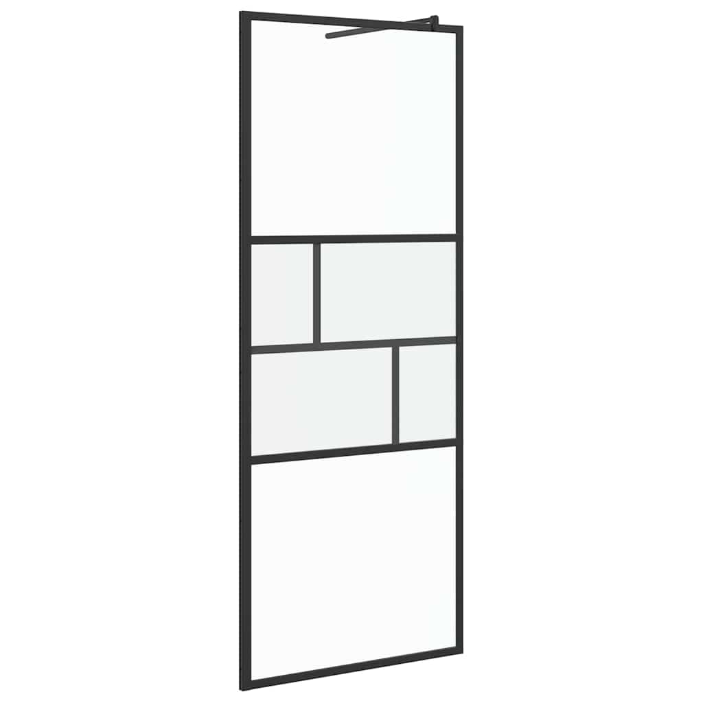 Zid za walk-in tuš Crna 80 x 195 x 0.5 cm Staklo i aluminij