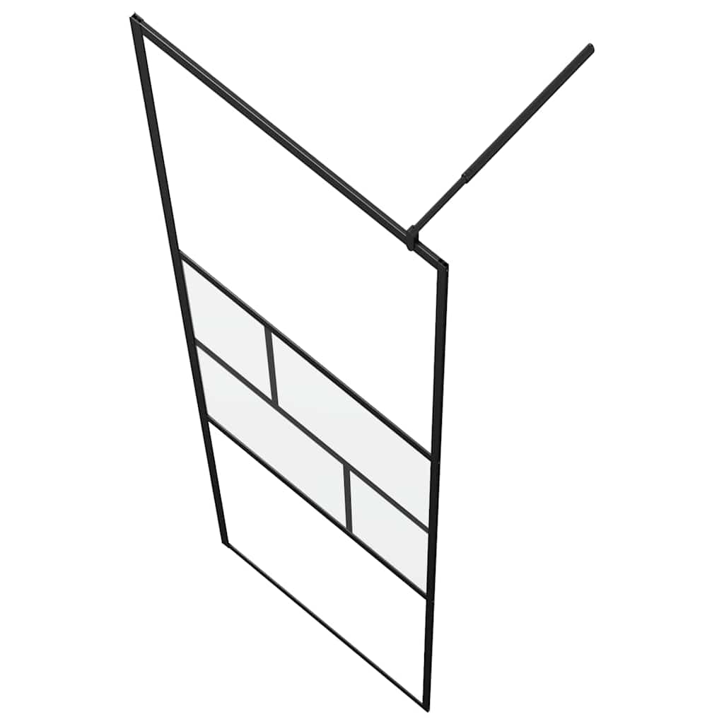 Zid za walk-in tuš Crna 100 x 195 x 0,5 cm Staklo i aluminij