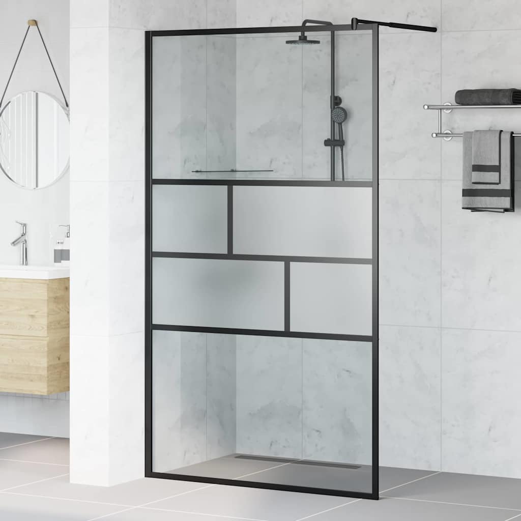 Zid za walk-in tuš Crna 115 x 195 x 0,5 cm Staklo i aluminij