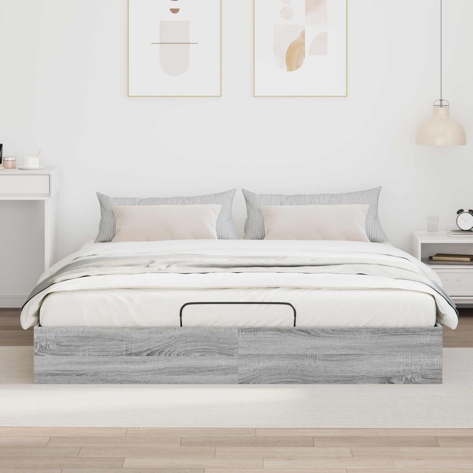 Otomanski krevet s pohranom Sivi Sonoma 203 x 180 x 25 cm