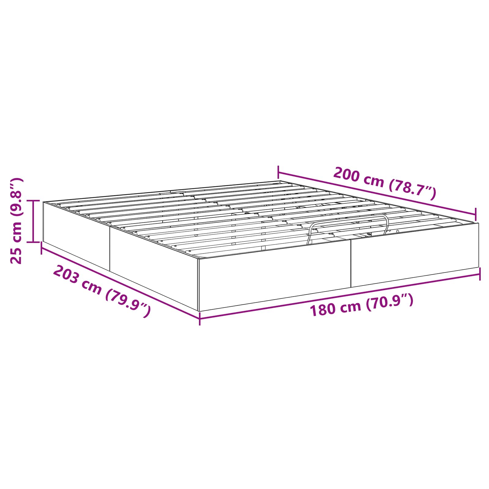 Otomanski krevet s pohranom Sivi Sonoma 203 x 180 x 25 cm