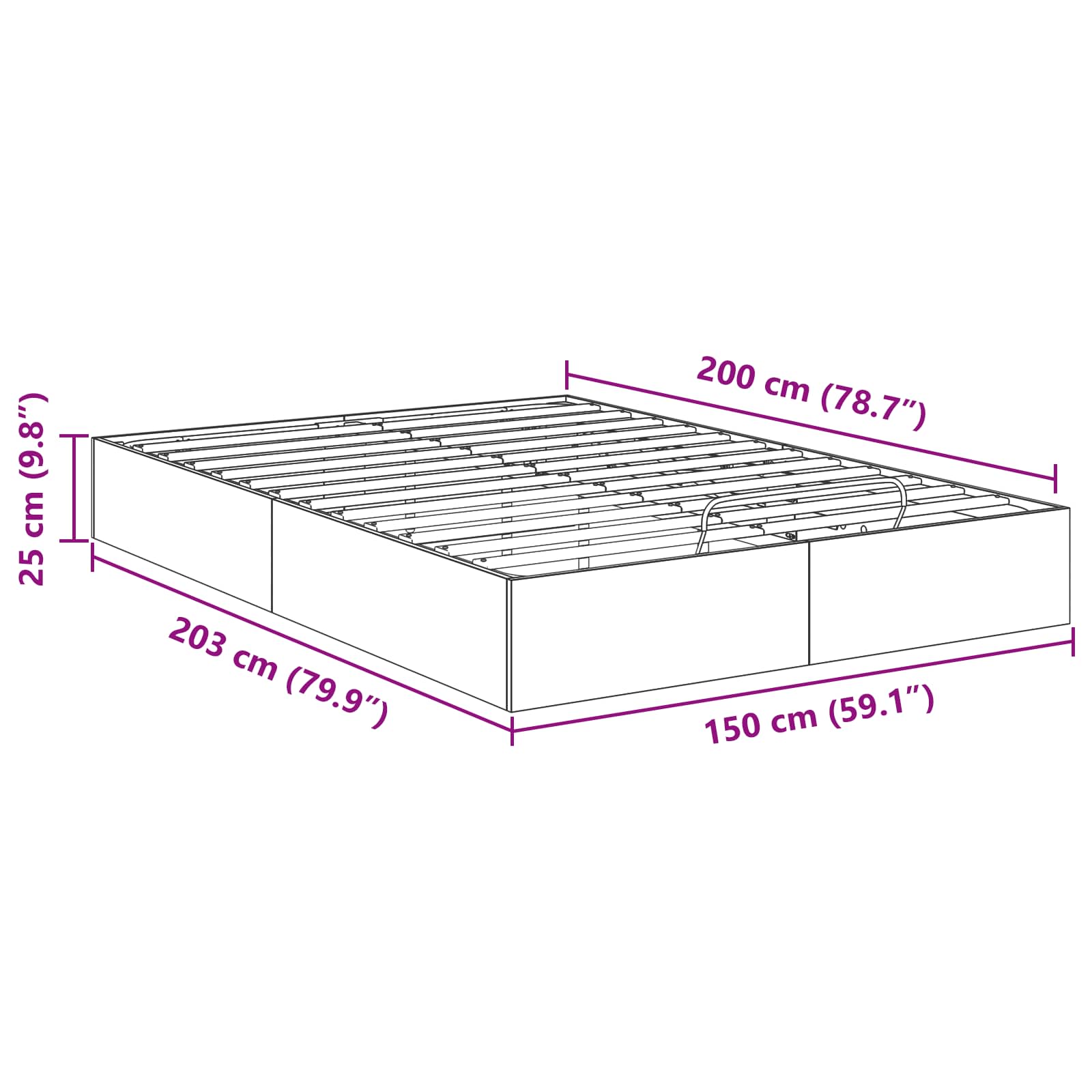 Otomanski krevet s pohranom Sonoma hrast 203 x 150 x 25 cm