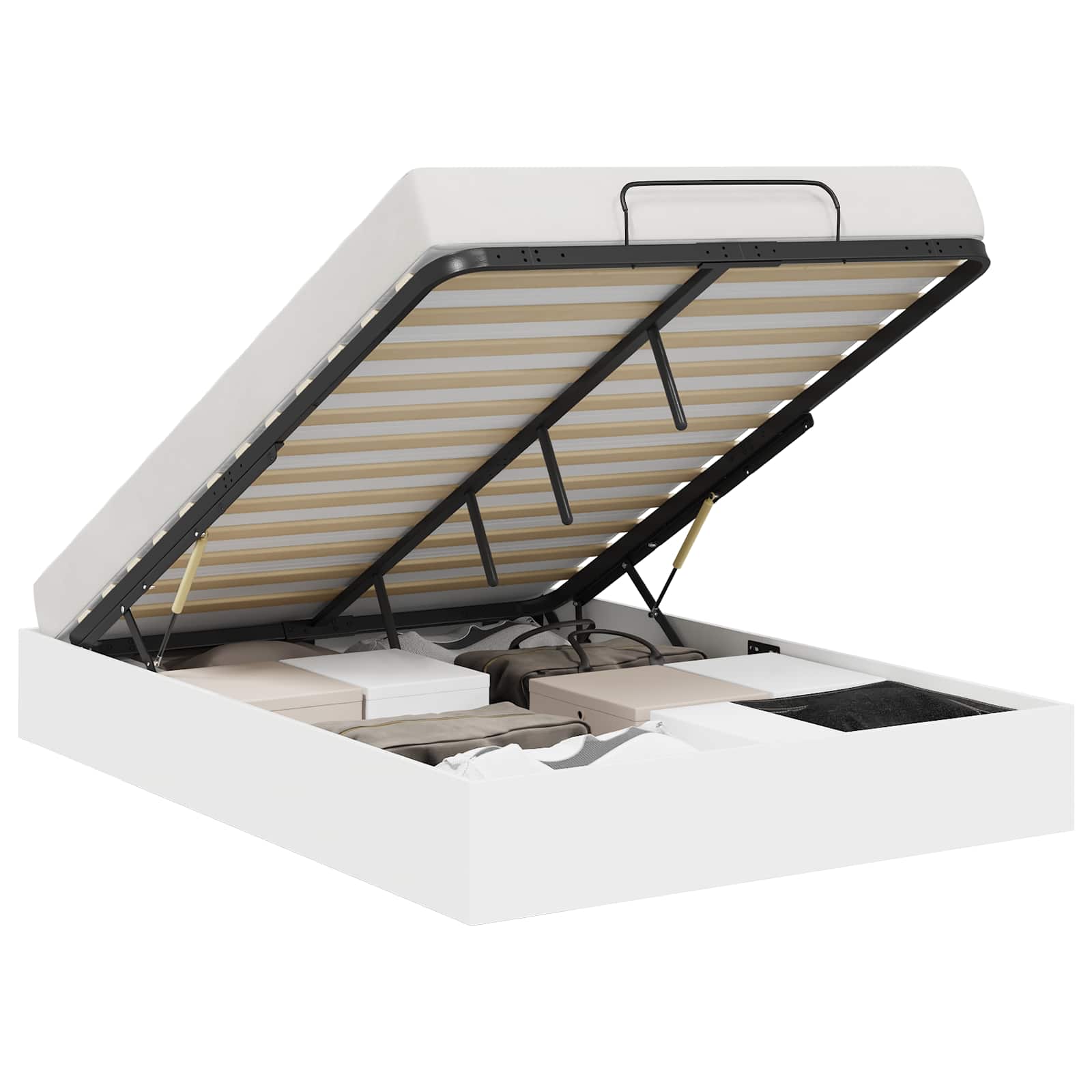 Otomanski krevet Bijeli 203 x 120 x 25 cm Konstrukcijsko drvo