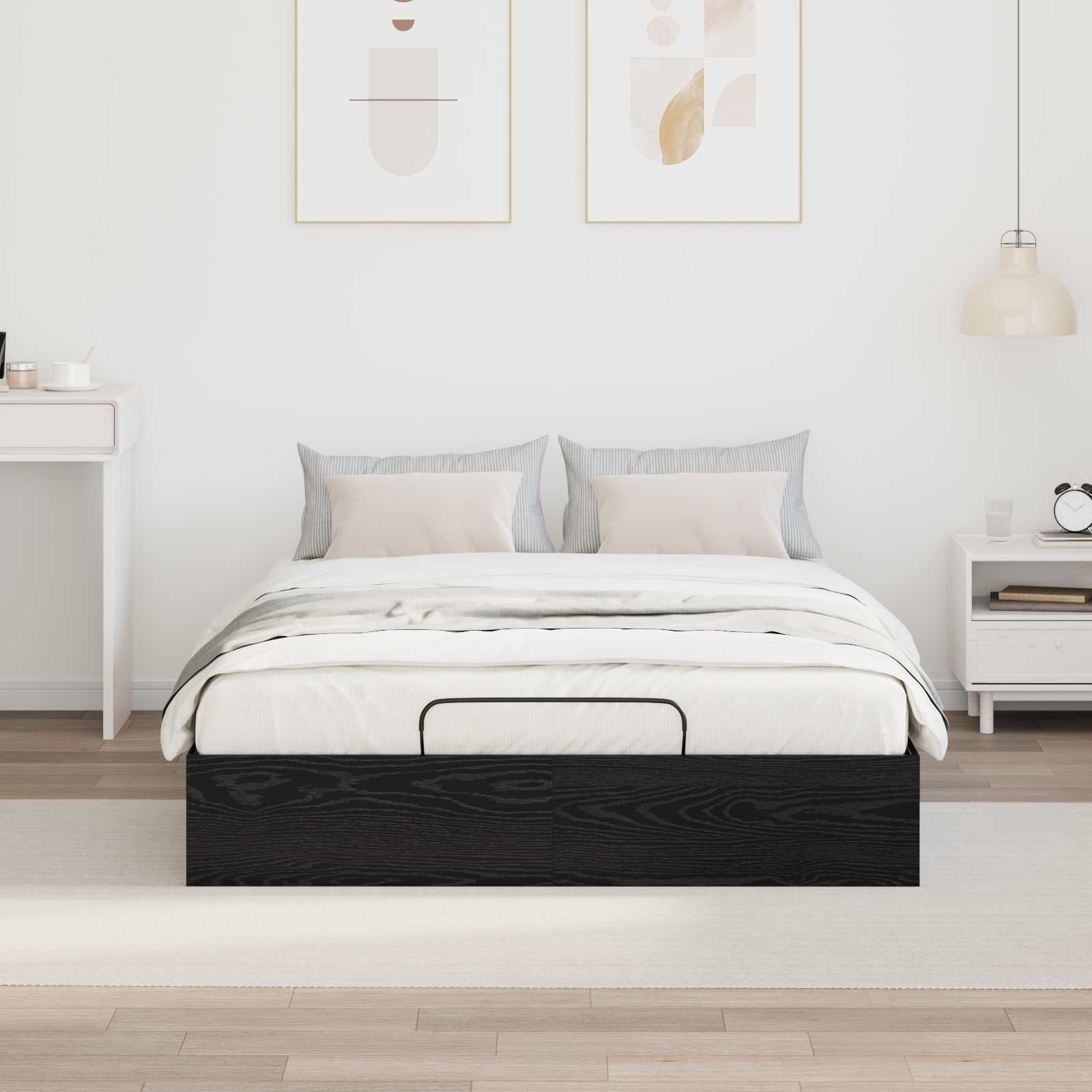 Otomanski krevet s pohranom Crni Hrast 203 x 120 x 25 cm