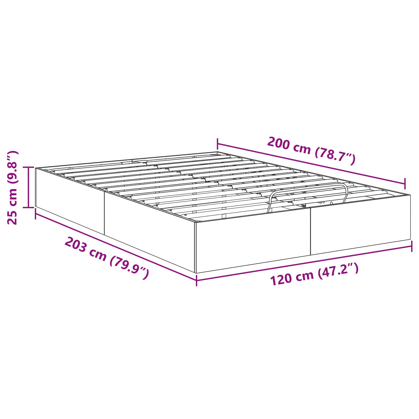 Otomanski krevet s pohranom Sonoma hrast 203 x 120 x 25 cm