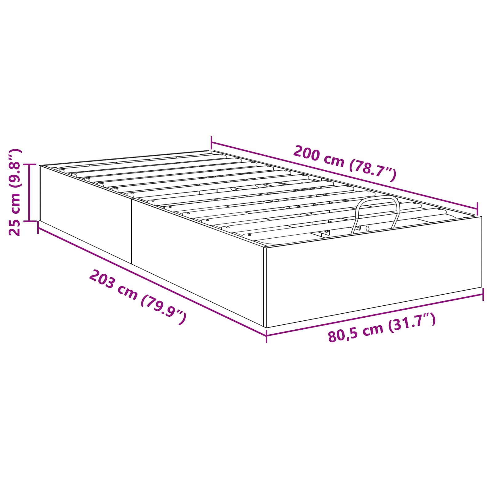 Otomanski krevet s pohranom Betonsko Siva 80,5 x 200 cm