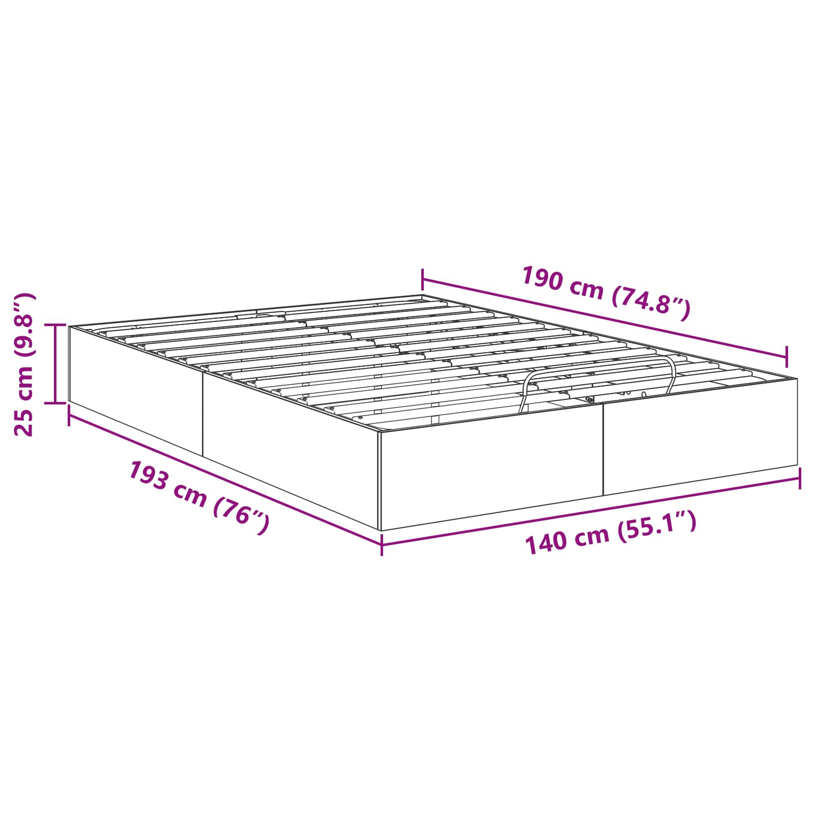 Otomanski krevet s pohranom Staro drvo 193 x 140 x 25 cm