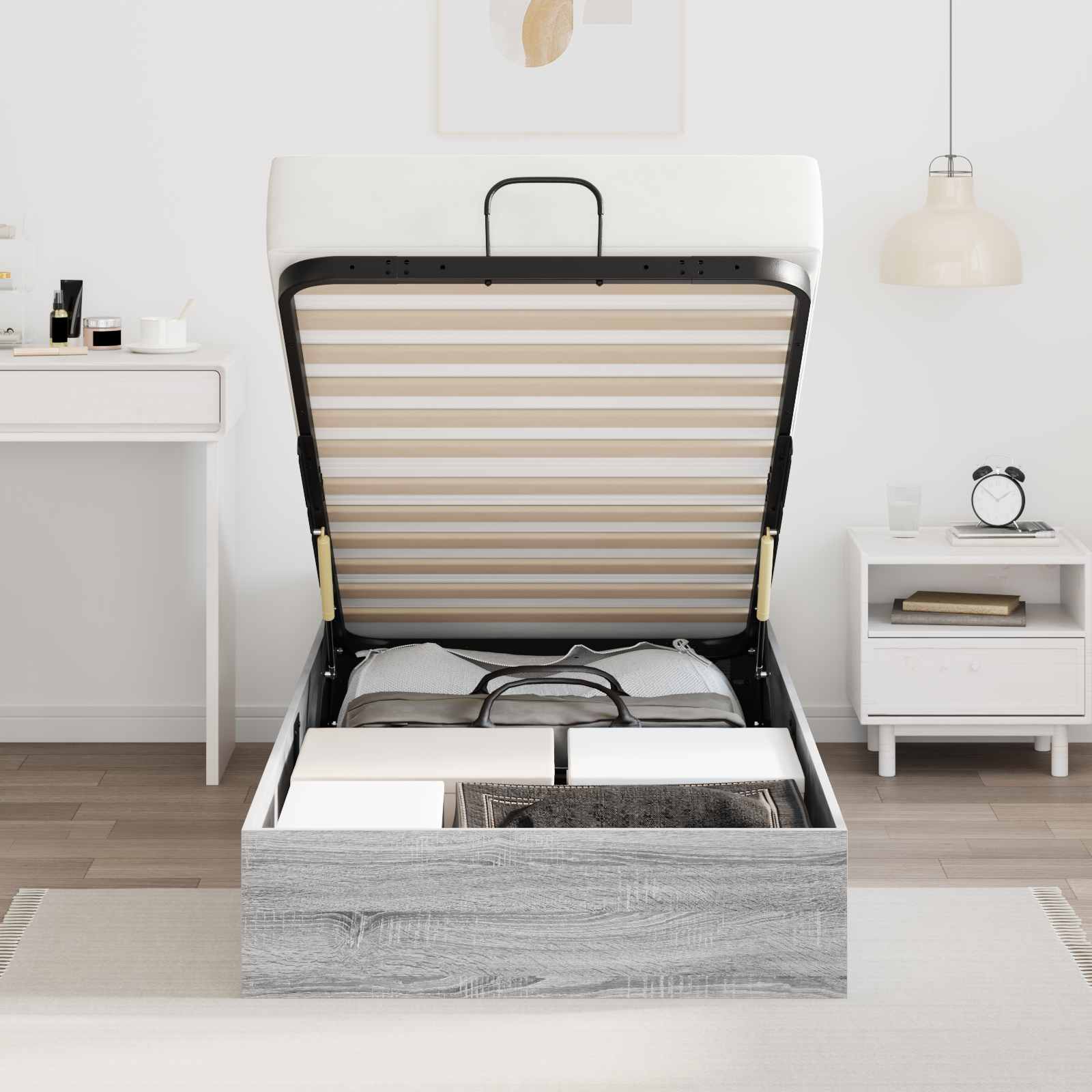 Otomanski krevet s pohranom Sivi Sonoma 193 x 90 x 25 cm