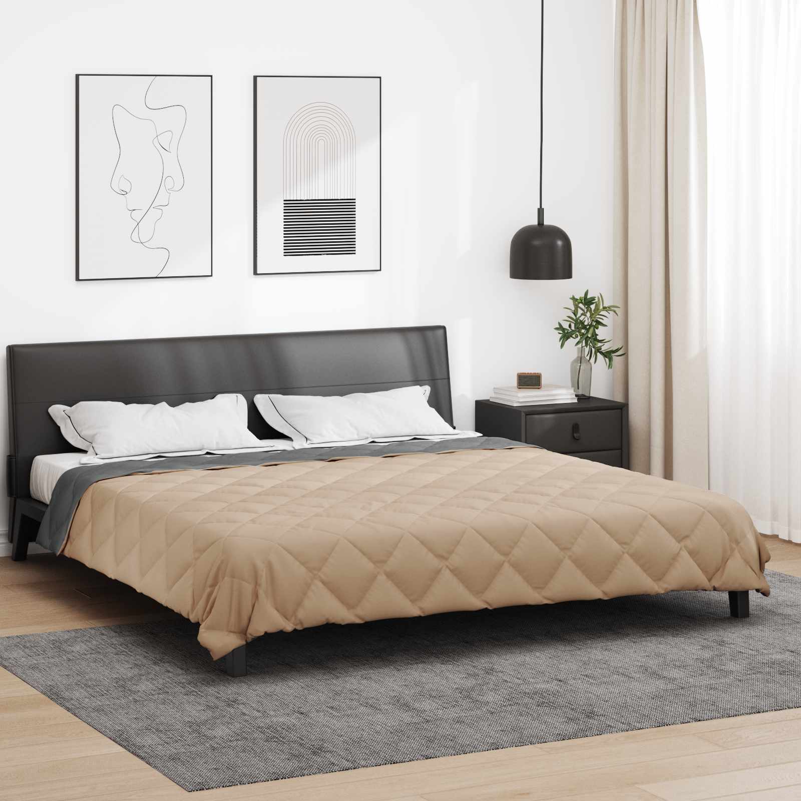 Ljetni pokrivač Antracit i taupe 220 x 200 cm Mikrovlakna