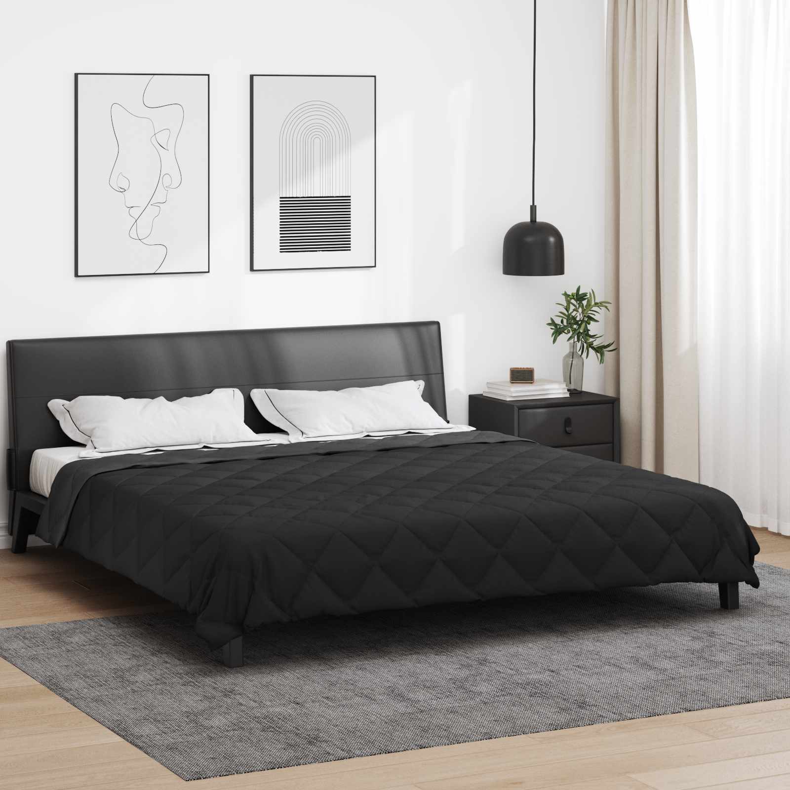 Ljetni pokrivač Crna i antracit 200 x 200 cm Mikrovlakna