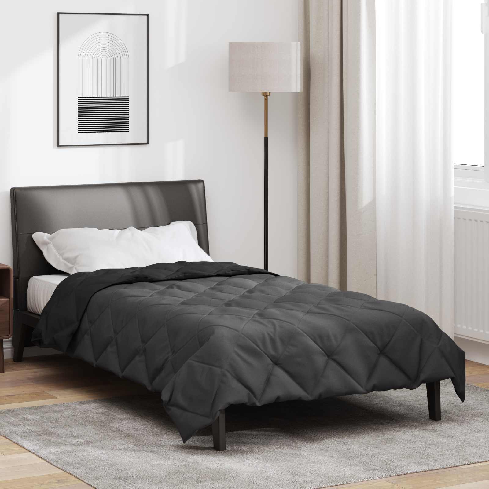 Ljetni pokrivač Crna i antracit 220 x 155 cm Mikrovlakna