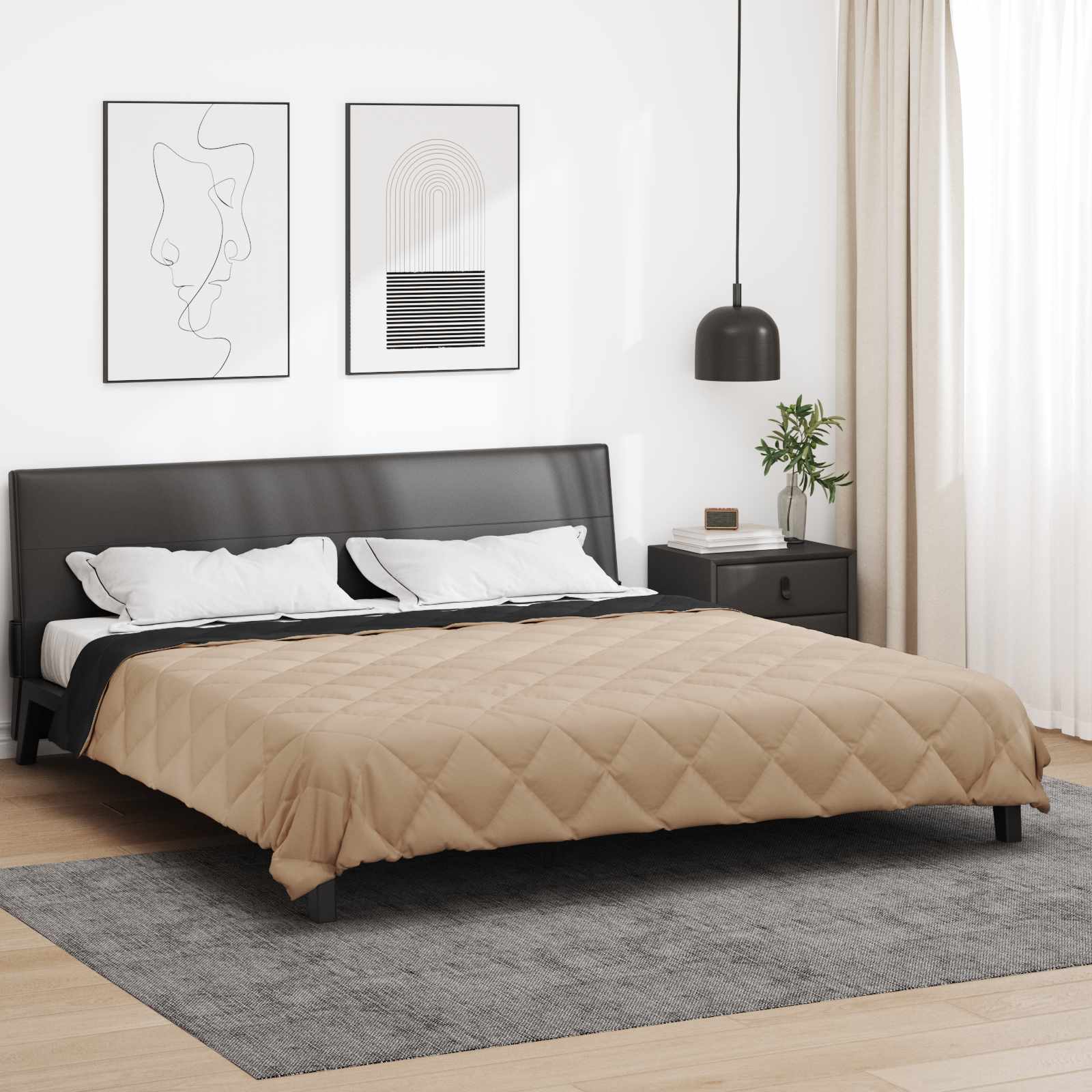 Ljetni pokrivač Crna i taupe 240 x 260 cm Mikrovlakna