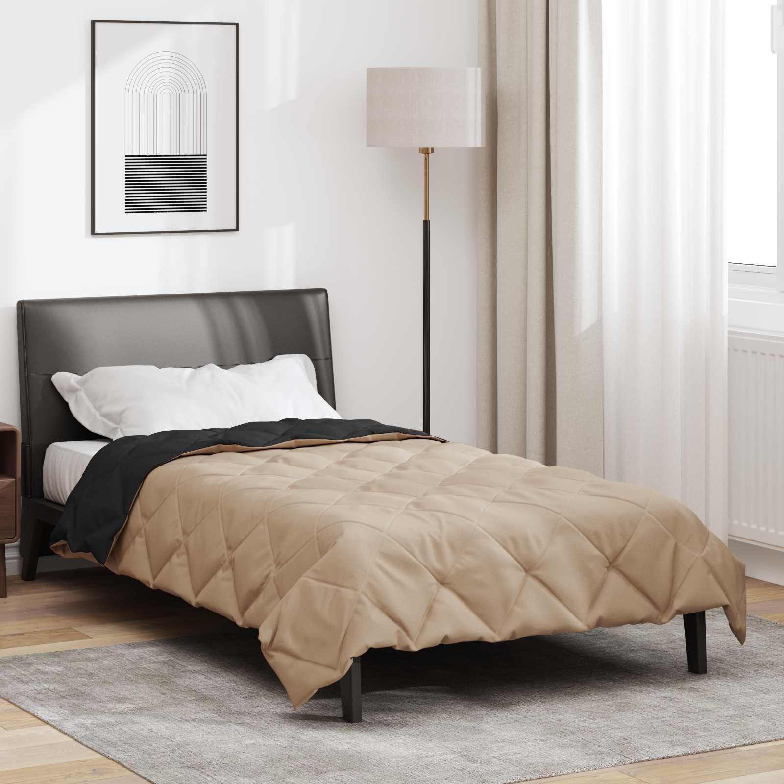 Puni pokrivač za cijelu godinu Crna i taupe 155 x 200 cm